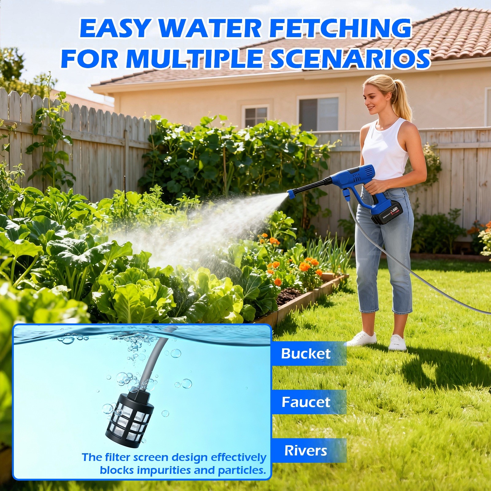 Cordless Pressure Washer 6-in-1 Foam Cannon Dual Battery Car Garden Cleaning
