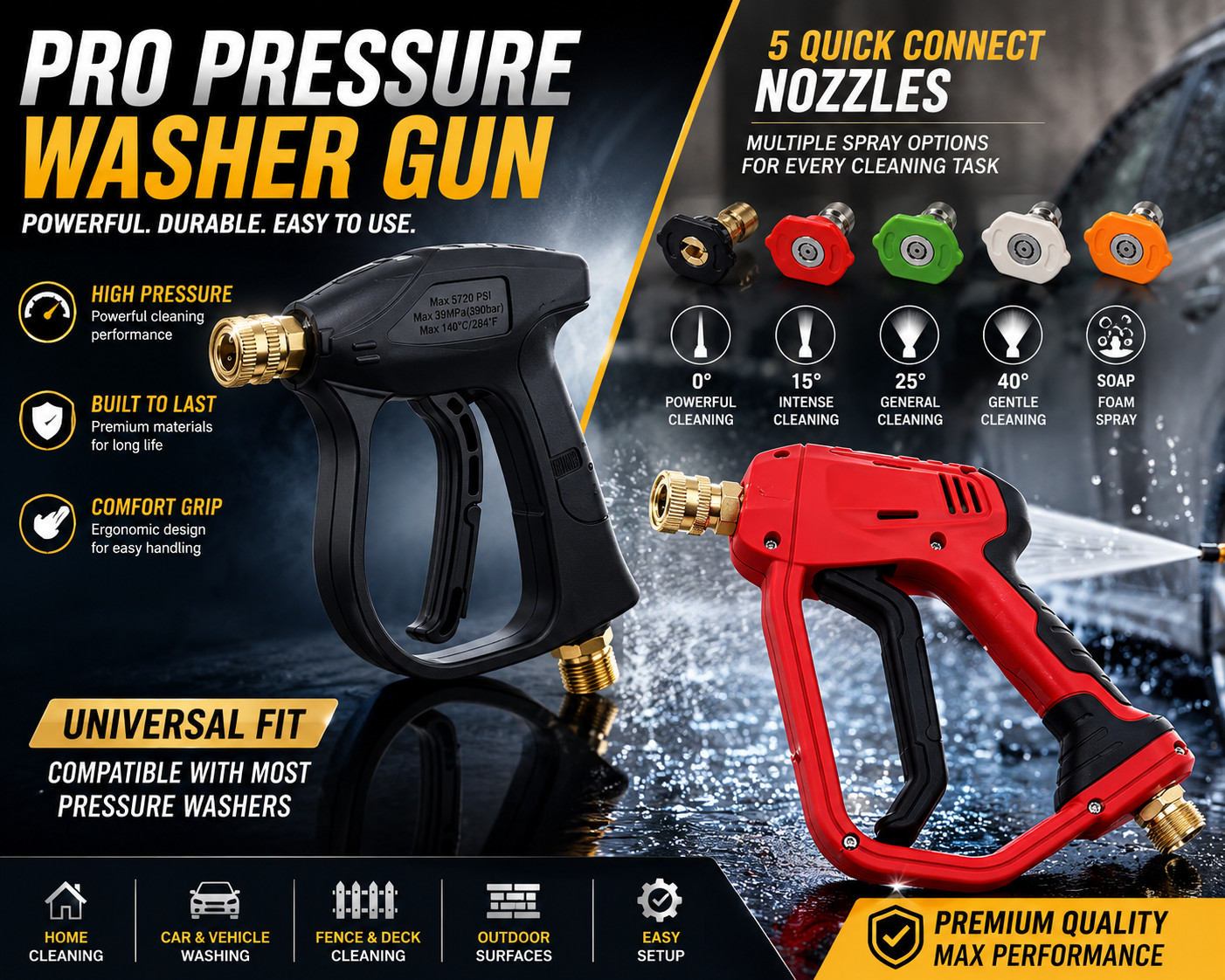 4000 PSI High Pressure Washer Gun M22 1/4″ Quick Connect for Karcher