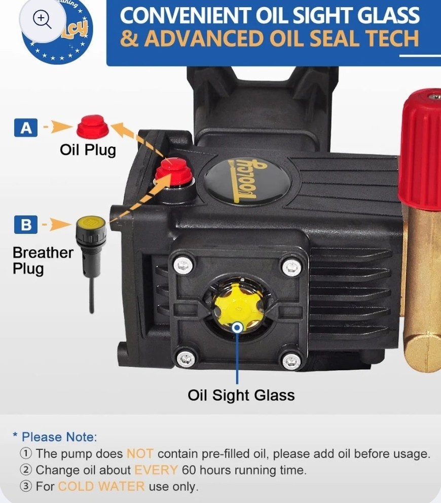 TOOLCY Pressure Washer Pump 3600-4400 PSI, 1″ Shaft Horizontal Plunger 4.2 GPM