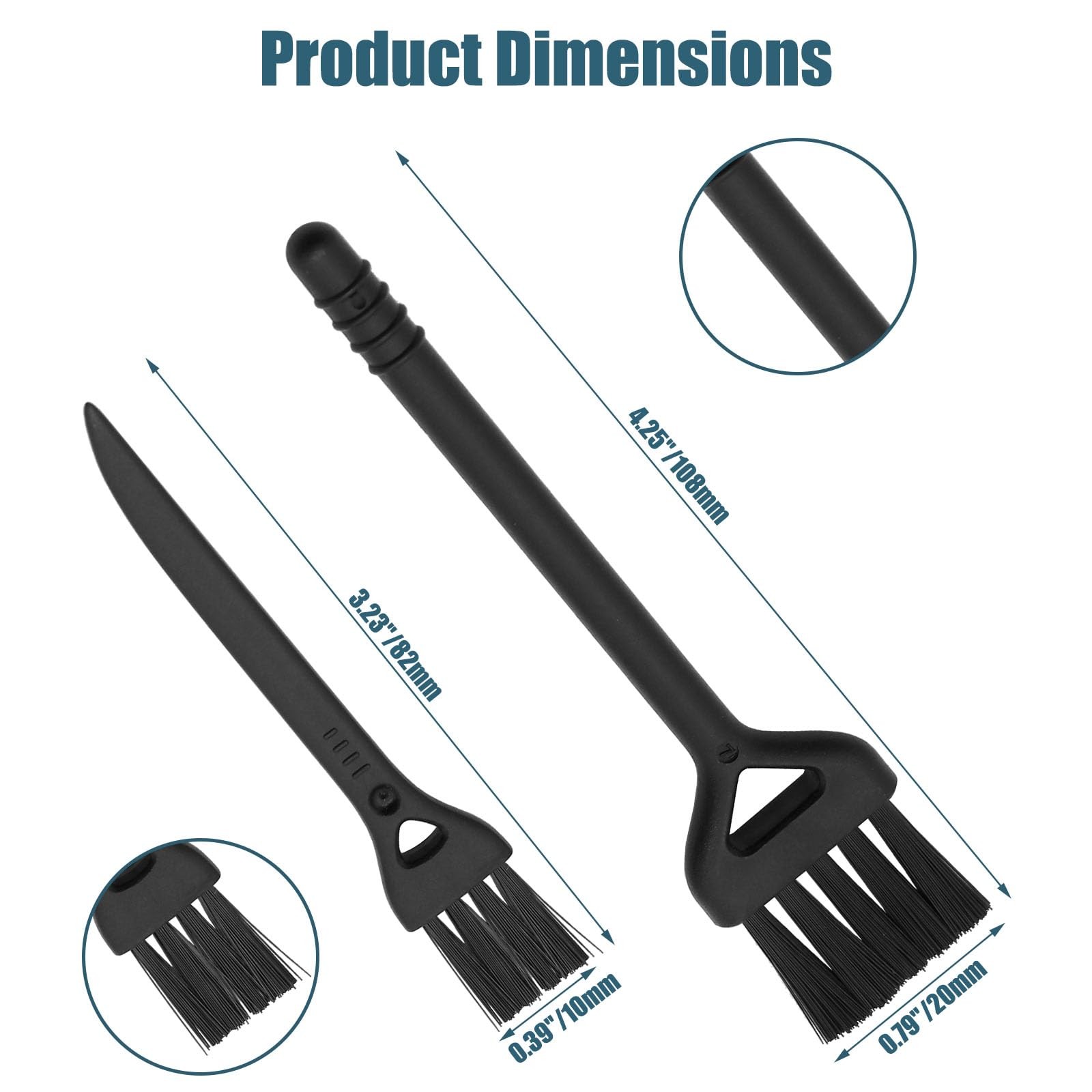 Rierdge Keyboard Cleaning Brush, 6 Pcs Plastic Handle Nylon Anti Static Black