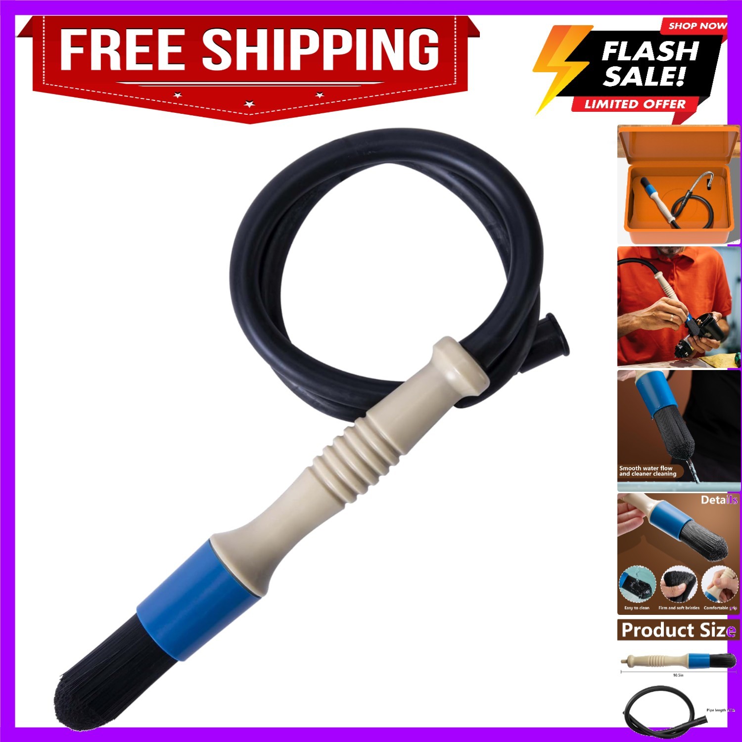 Parts Washer Brush with Hose- Wear Resistant Parts Cleaning Brush with 31 Inc…