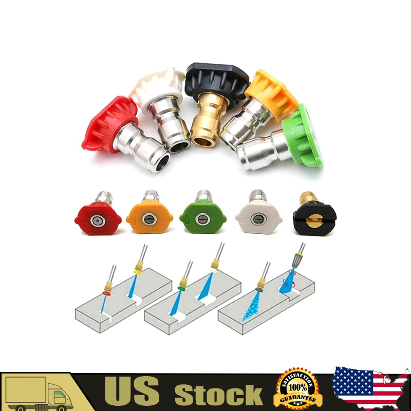 1/4″ 5pcs Pressure Washer Spray Tips Nozzles High Power Kit Quick Connect Set US