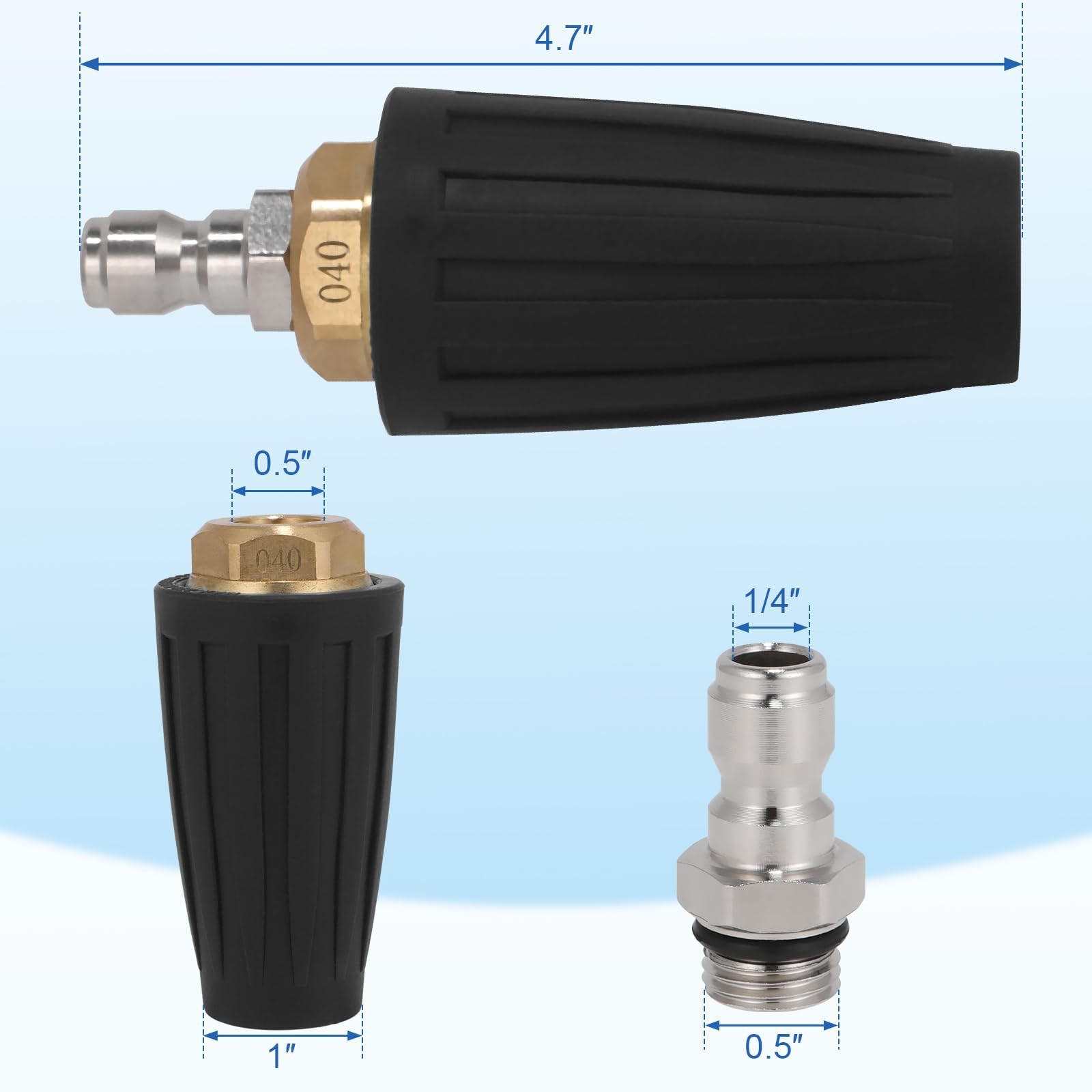 Turbo Pressure Washer Nozzle, 1/4 Inch Quick Connect, 4000 PSI 360° Rotating …