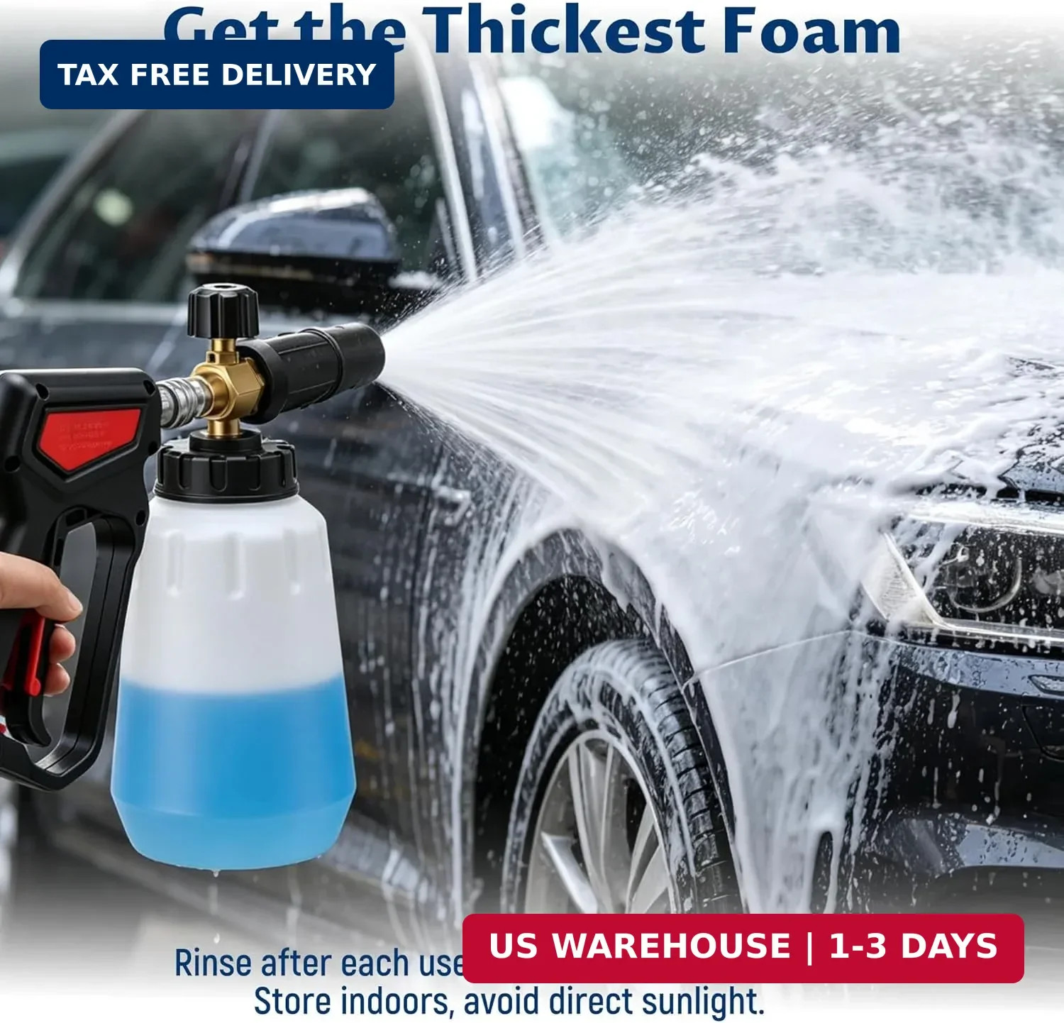 Lichamp Foam Cannon for Pressure Washer, 1000ml Wide Mouth Snow Foam Lance, 1/4