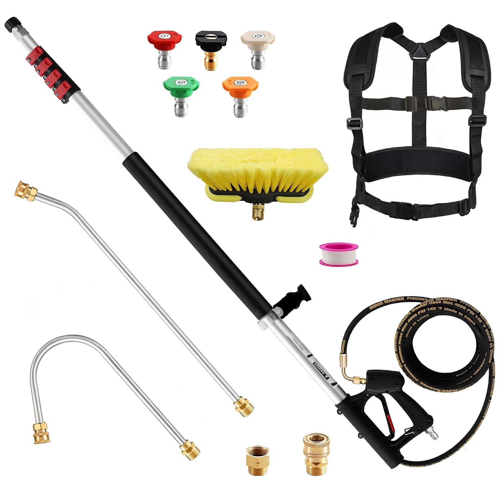 Pressure Washer Wand 24 FT Extension Telescoping Aluminum