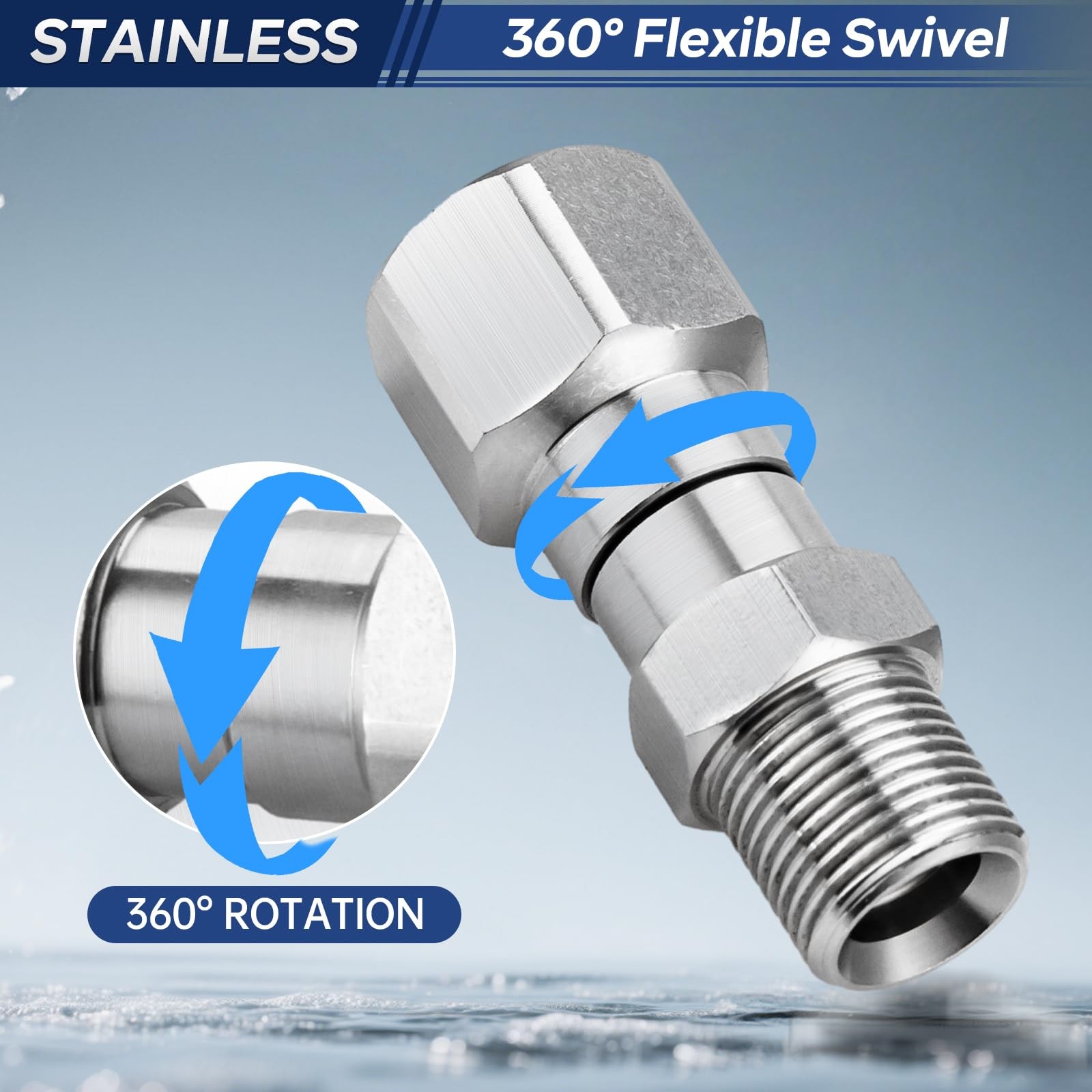 Pressure Washer Swivel 3/8 NPT Thread Male To Female 5000 PSI 2 PCS