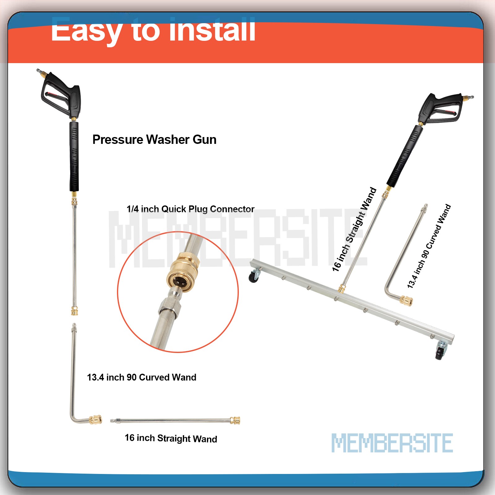 39.37″ Pressure Washer Undercarriage Cleaner Surface Car Chassis Washer 4000 PSI