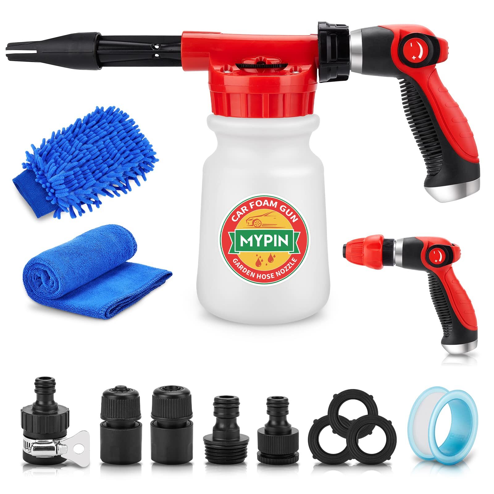Car Wash Foam Gun/Hose Sprayer 16 IN 1 Cannon Adjustable with 2.5-6 Ratio Dia…