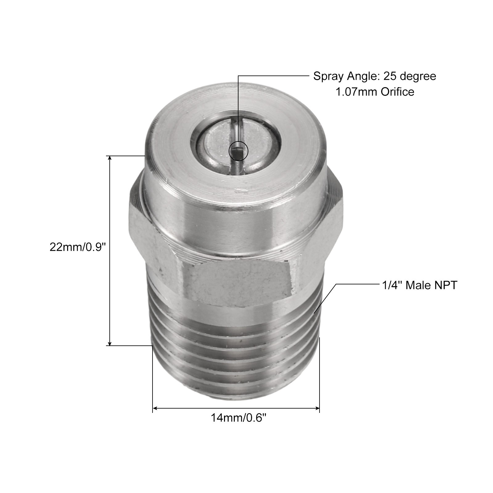 4 Set Threaded Nozzle Tips with 1.07mm Orifice 1/4″ Male NPT 25 Degree