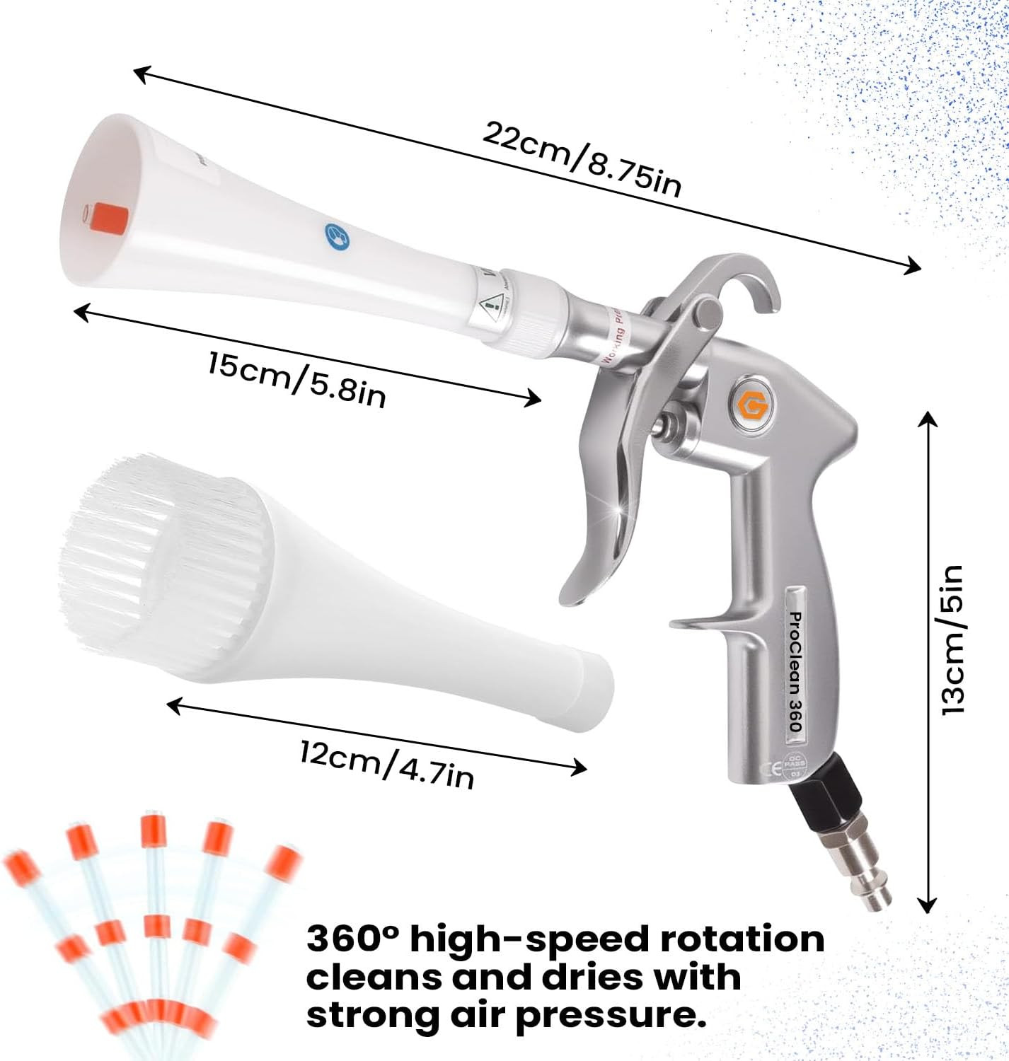 Proclean 360 Tornado Car Cleaning Gun – High Pressure Air Blow & Detailing Tool