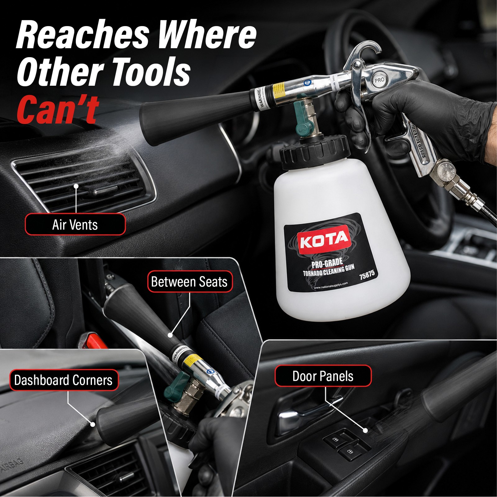 LAUCO High Pressure Air Gun Kit for Detailing, Auto Detailing.