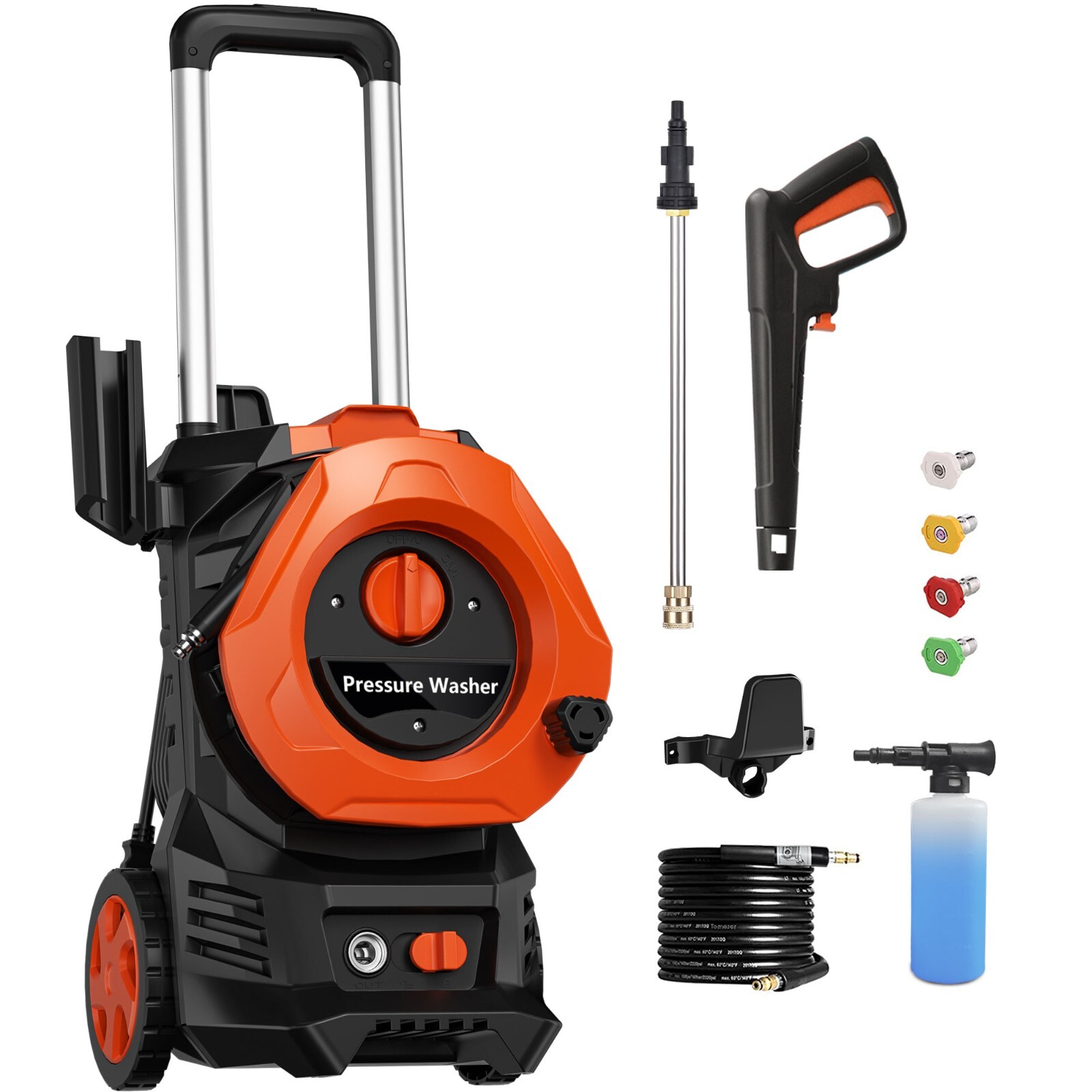 【4800PSI High Power】Electric Pressure Washer with 25ft Hose & 4 Nozzles – 2.8GPM