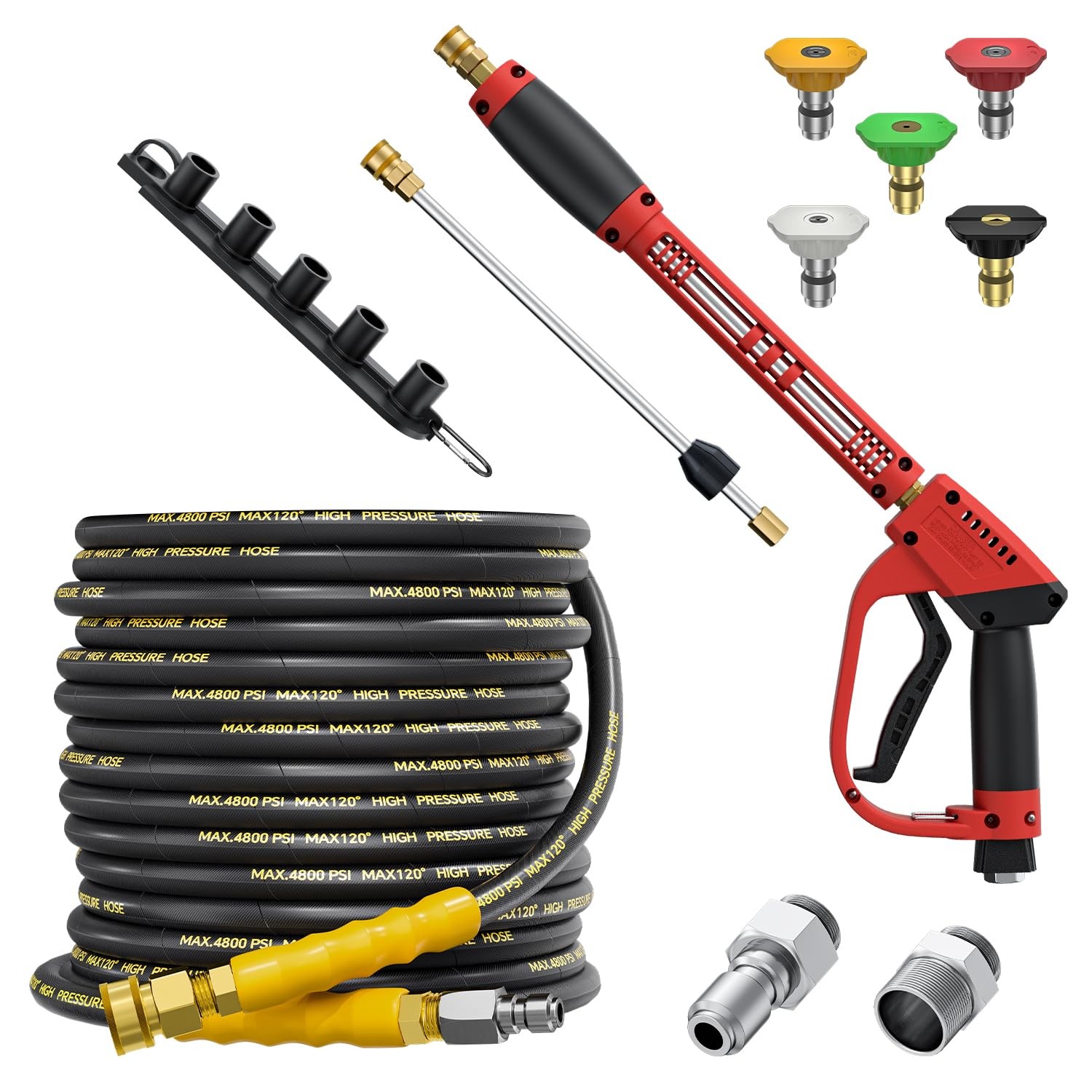 5000PSI Pressure Washer Gun and Hose Kit, 50FT Kink Resistant Steel Braided P…