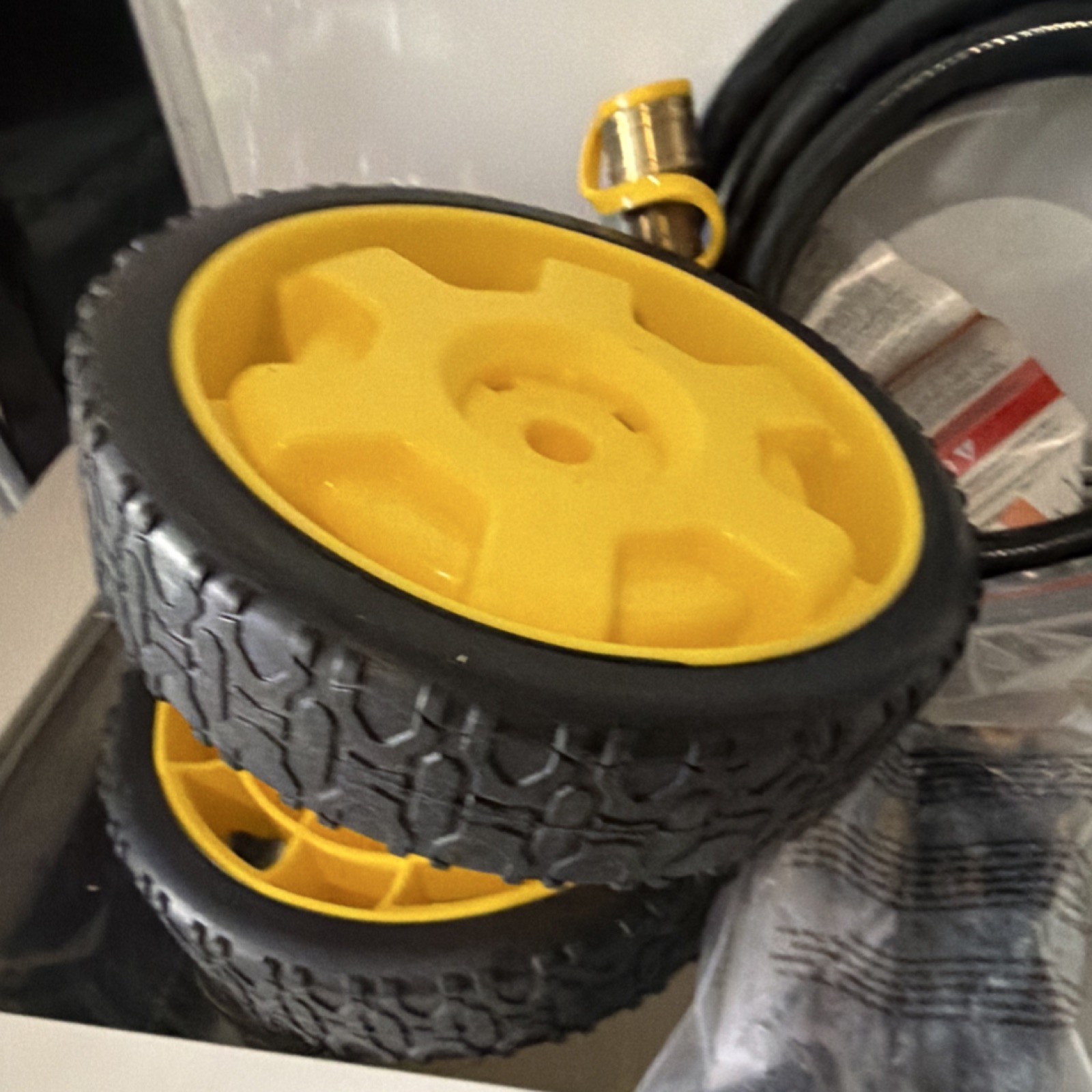 Gas Pressure Washer Replacement Hose & Wheel Kit Yellow Wheels Black Hose
