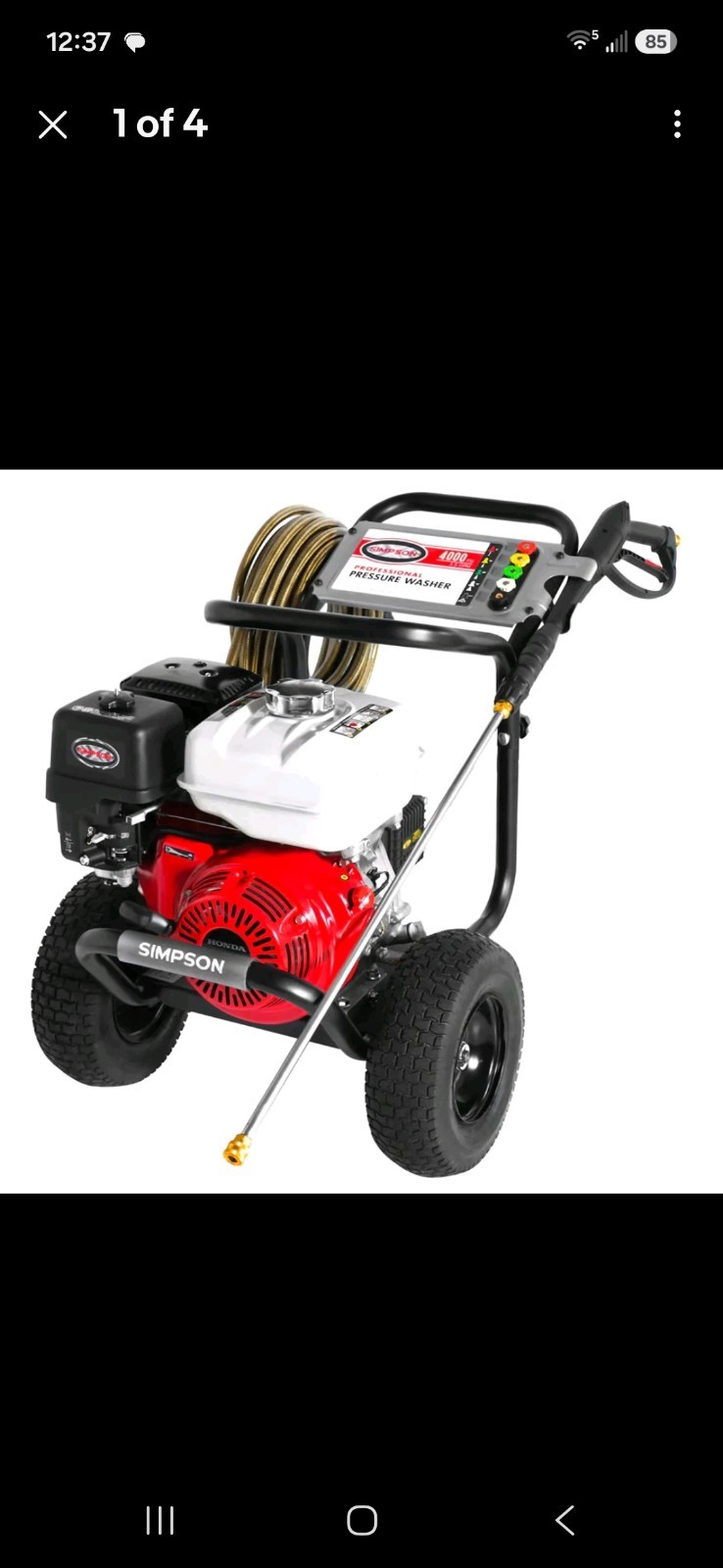 Simpson PowerShot 60869 4000 PSI 3.5 GPM Gas 270cc 4-Stroke No Returns