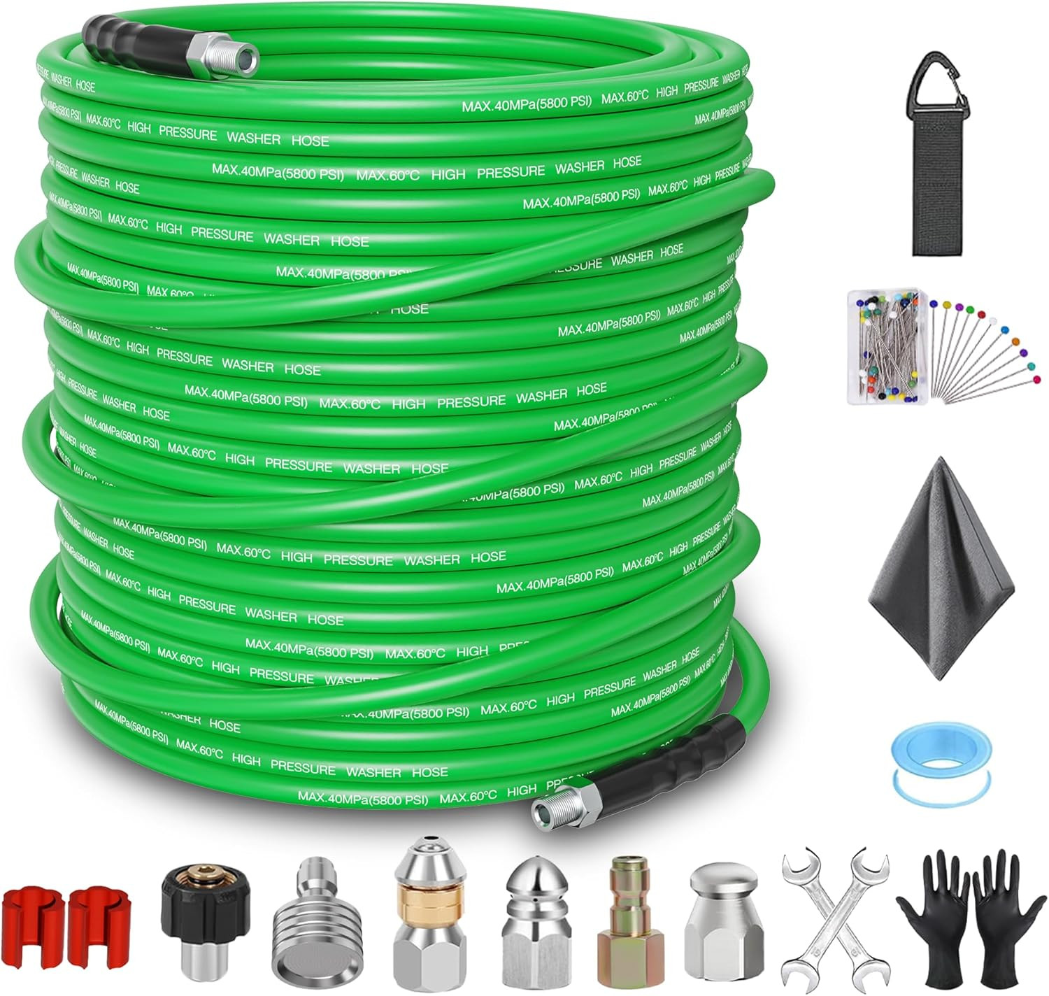 150FT Sewer Jetter Kit for Pressure Washer – 5800PSI Drain Cleaner