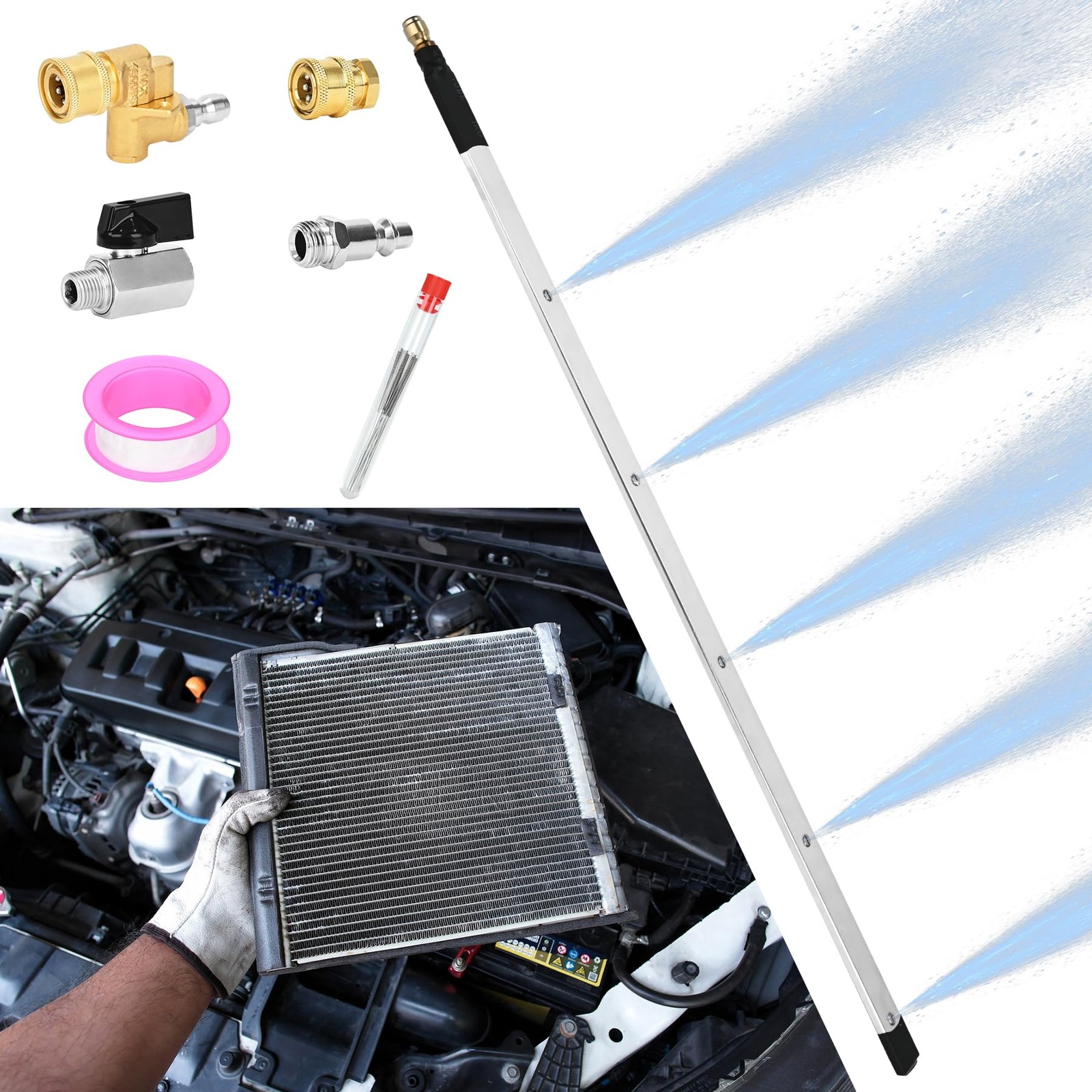 Upgraded 24″ Radiator Cleaning Wand, Multi-Purpose Radiator Cleaning Wand for…