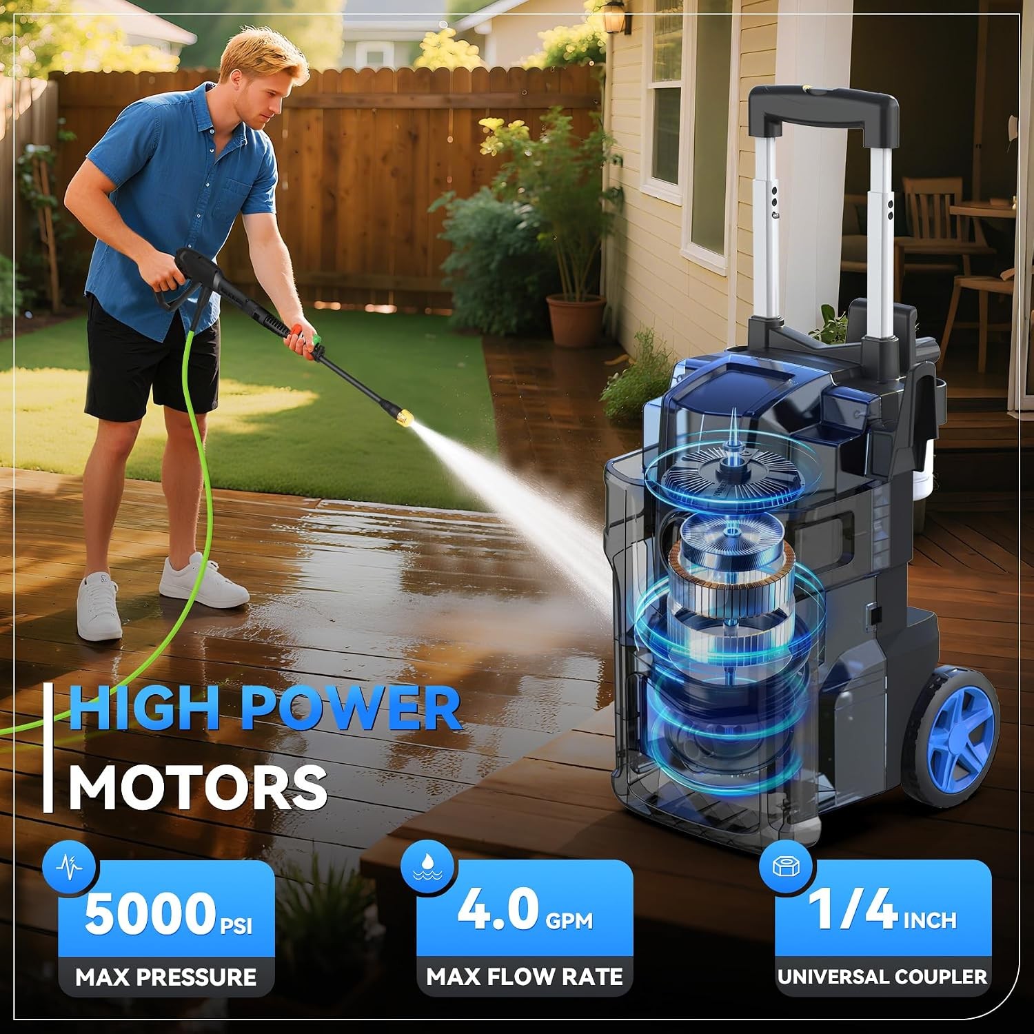 Electric Pressure Washer 5000 PSI 4.0 GPM Heavy Duty Power Washer W/ 4