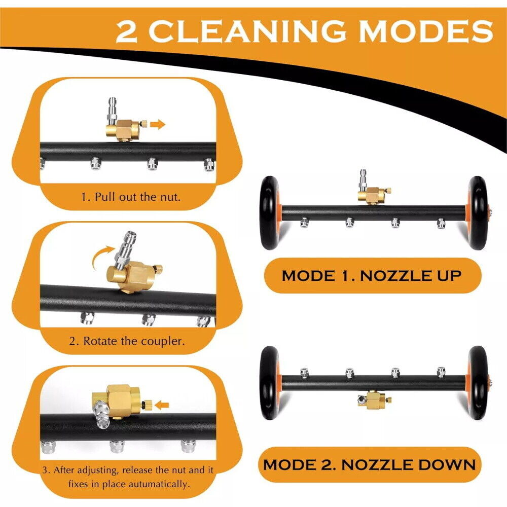 24″ Pressure Washer Water Broom Undercarriage Cleaner Driveway Surface Cleaner