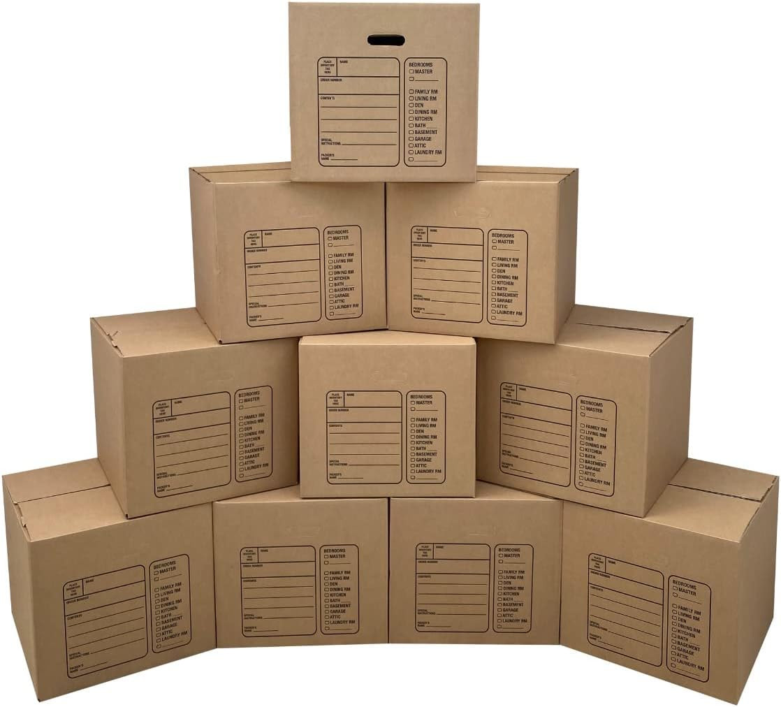 Premium Medium Moving Boxes 18x18x16″ – Pack of 10 Sturdy Cardboard Boxes