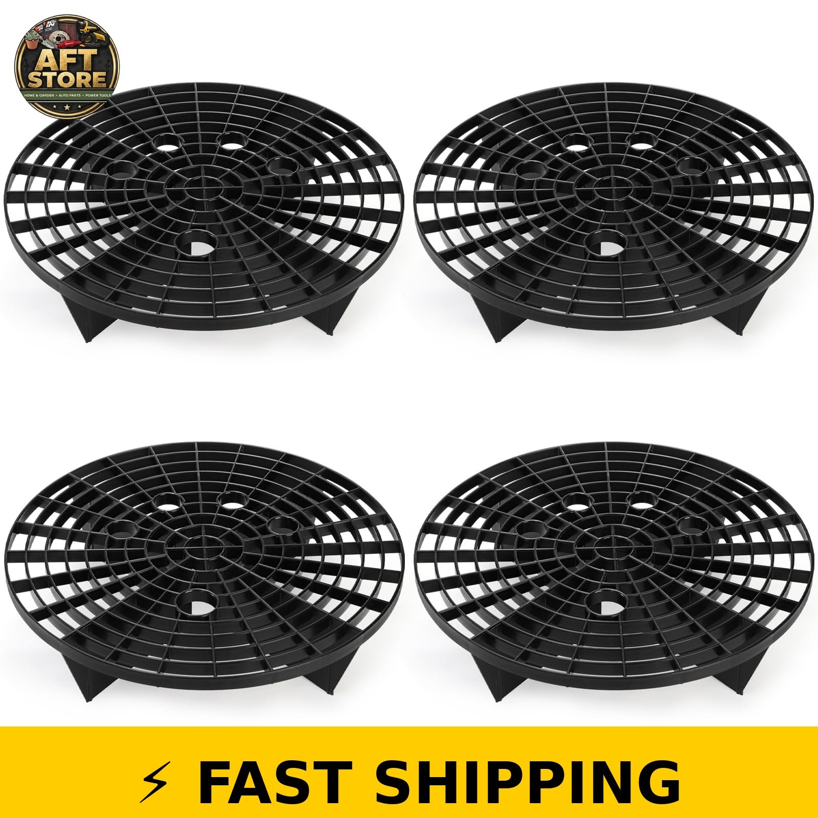 Kingrol 4 Pack Car Wash Bucket Grit Guard Inserts, 10.24″ Black