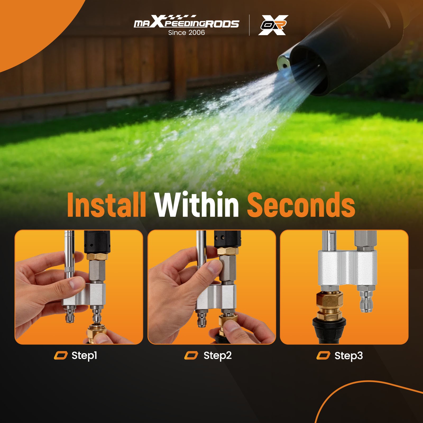 1PC 6000 PSI Brass Pressure Washer Nozzle 2-in-1 Soft Wash Tip 0-60° Spray