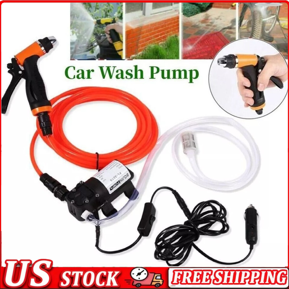 12V 160PSI Washdown Wash Pump Kit Electric DIY Car Washer Cleaner Sprayer Tool‖