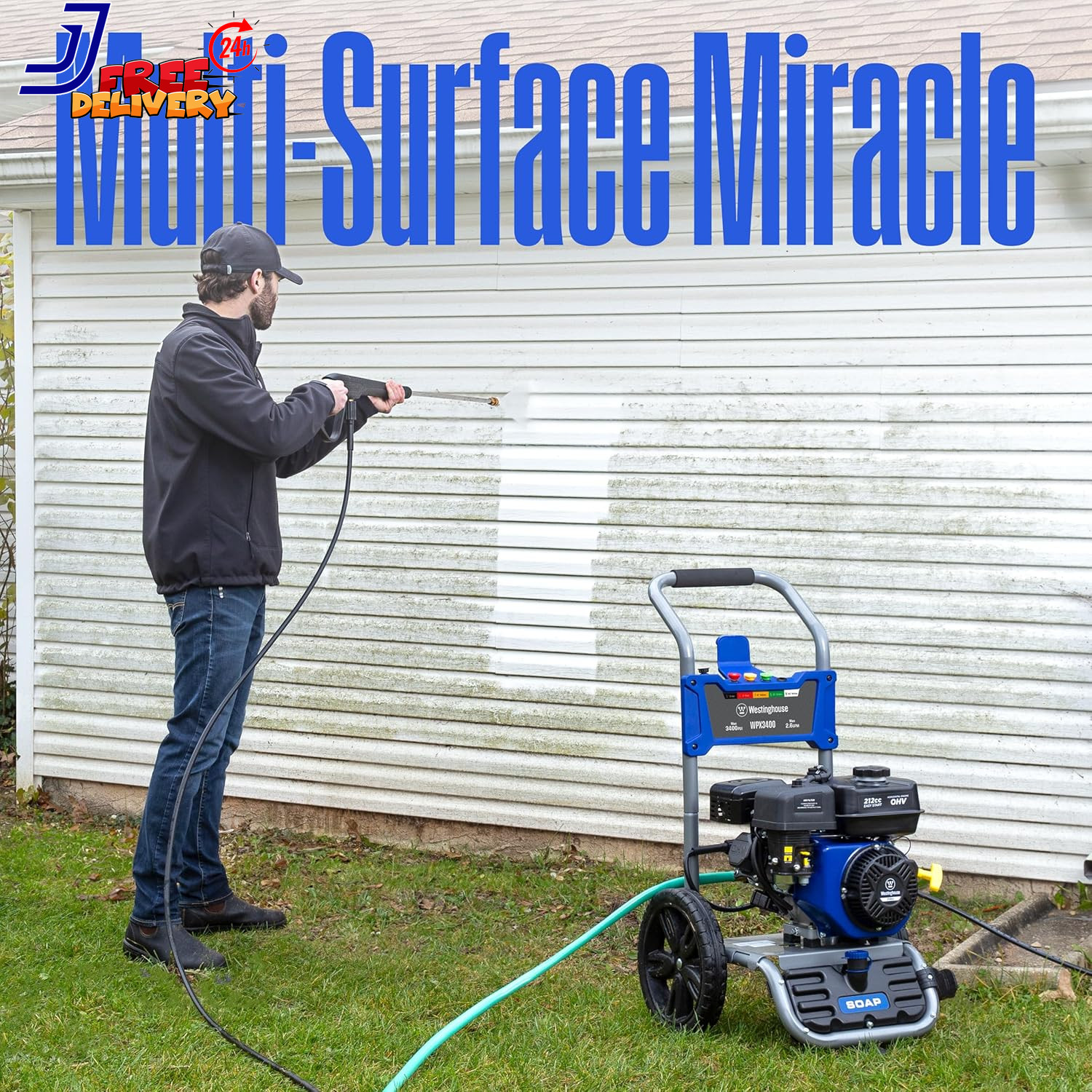 WPX3400 Gas Pressure Washer 3400 PSI and 2.6 Max GPM Onboard Soap Tank Spray