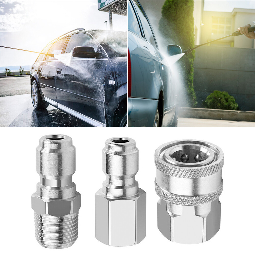 1 Set Stainless Steel 3/8 inch Quick Disconnect NPT Pressure Washer Adapters New