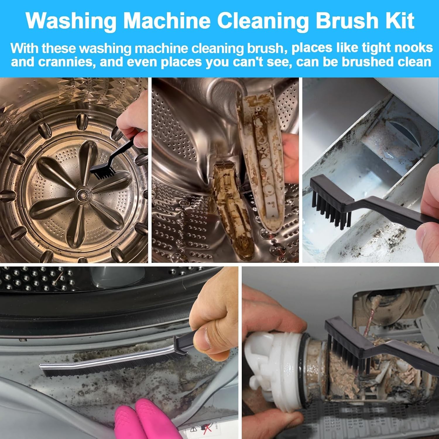 Washing Machine Cleaning Brush Kit – Drum & Crevice Washer Tools