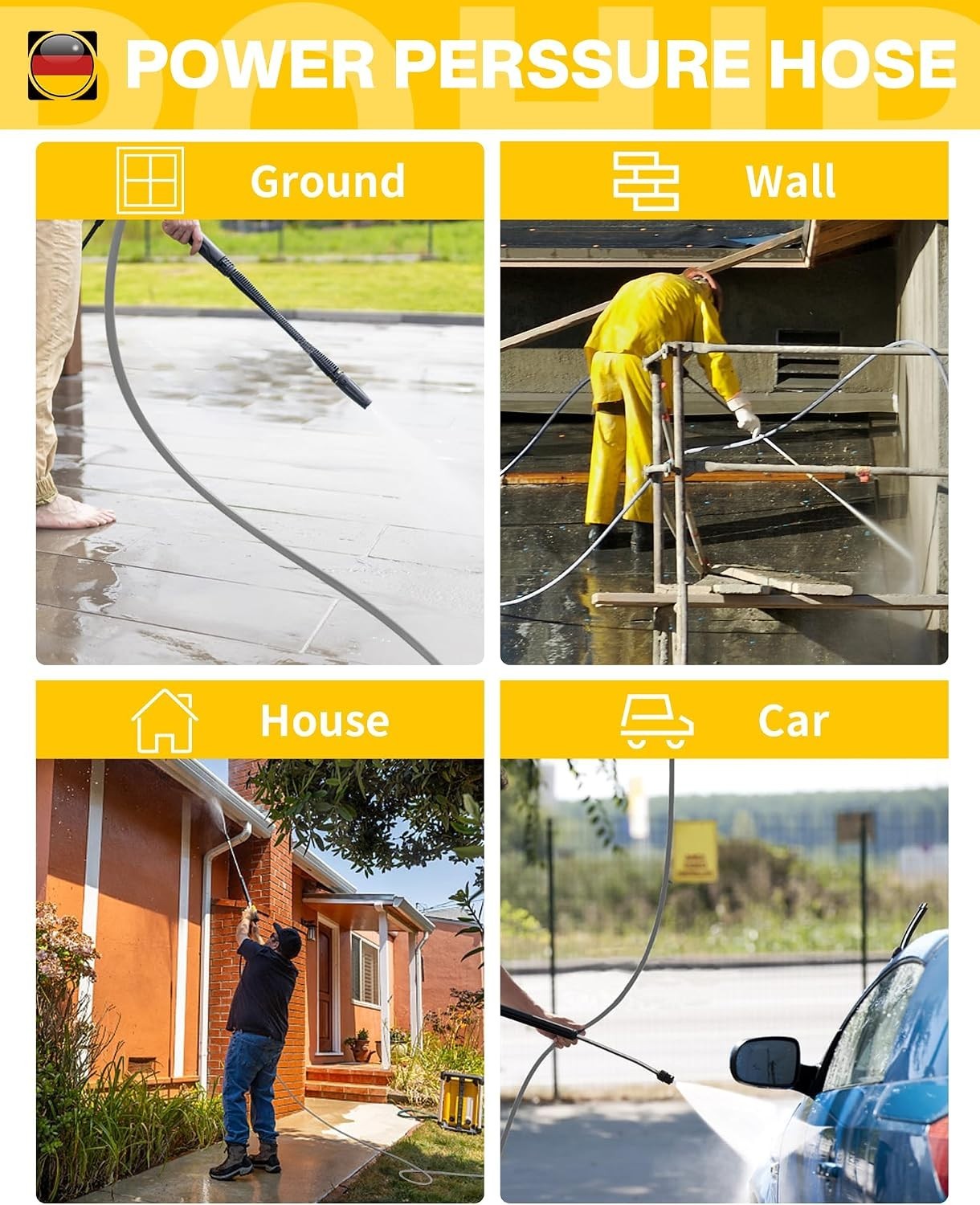 Super Flexible 25ft Pressure Washer Hose – Perfect for Home and Professional Use