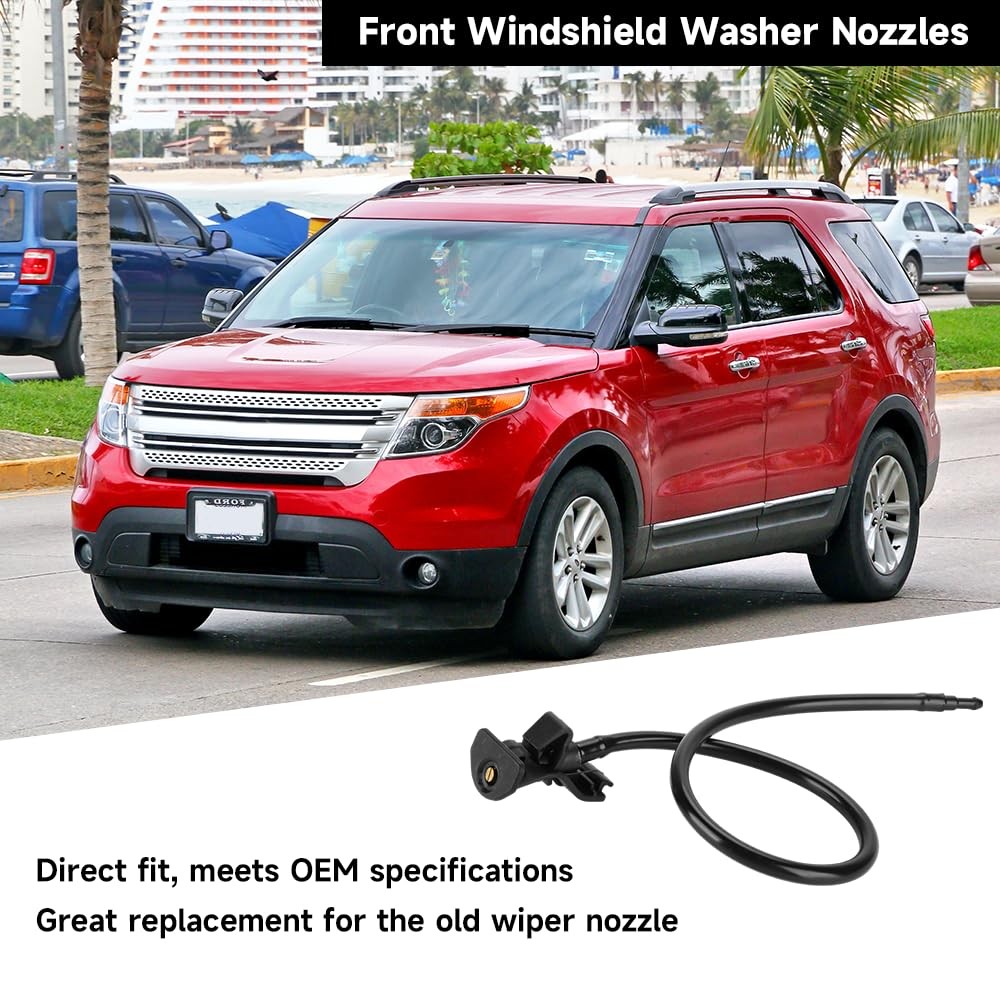 A Front Windshield Washer Nozzles Spray Jet 7.87 x 7.08 x 0.78 inches, Black