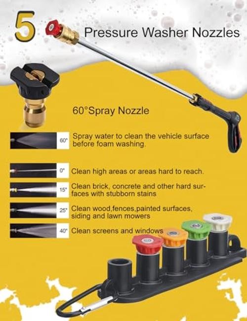 Foam Cannon with Pressure Washer Tips and Nozzle Foam Canon with 5 Nozzles
