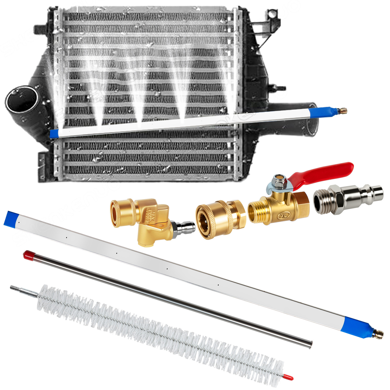60CM Pro Radiator Cleaning Wand Kit Radiator Cleaner Tool with 4 Spray Nozzles