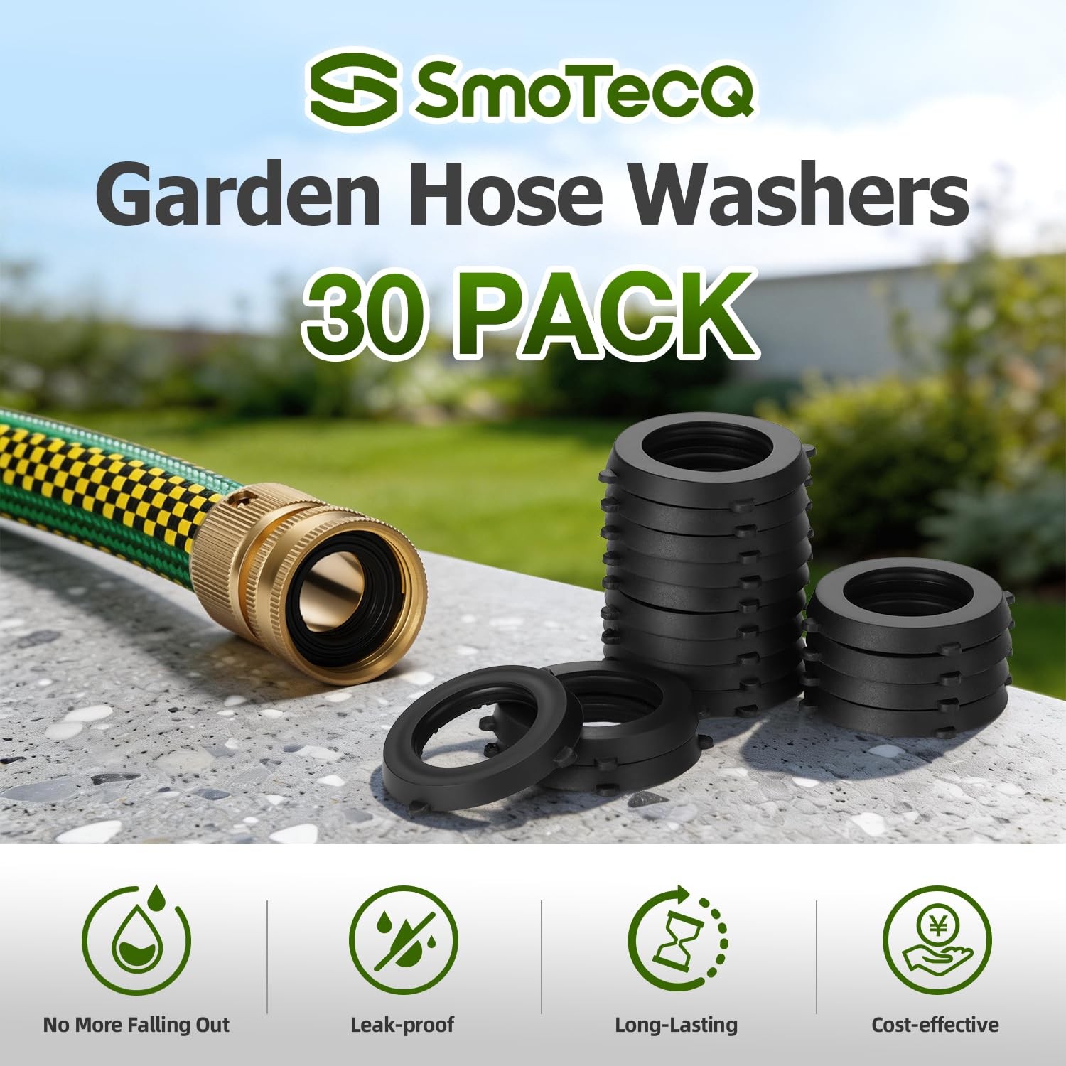 30 Pack Garden Hose Washers with Self-Locking Tabs – Heavy Duty Rubber Seals …