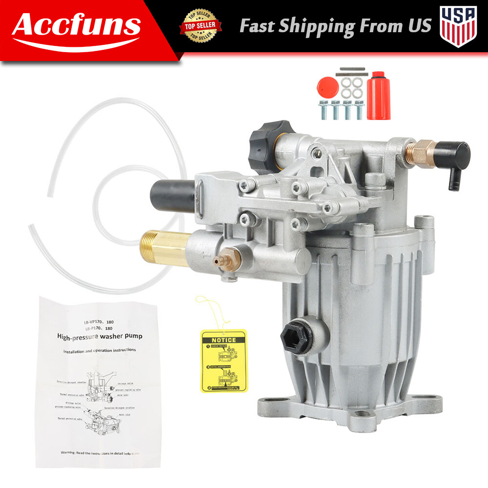 Pressure Washer Pump Horizontal 3/4″Shaft – MAX 3000 PSI 2.5 GPM Oil Sealed New