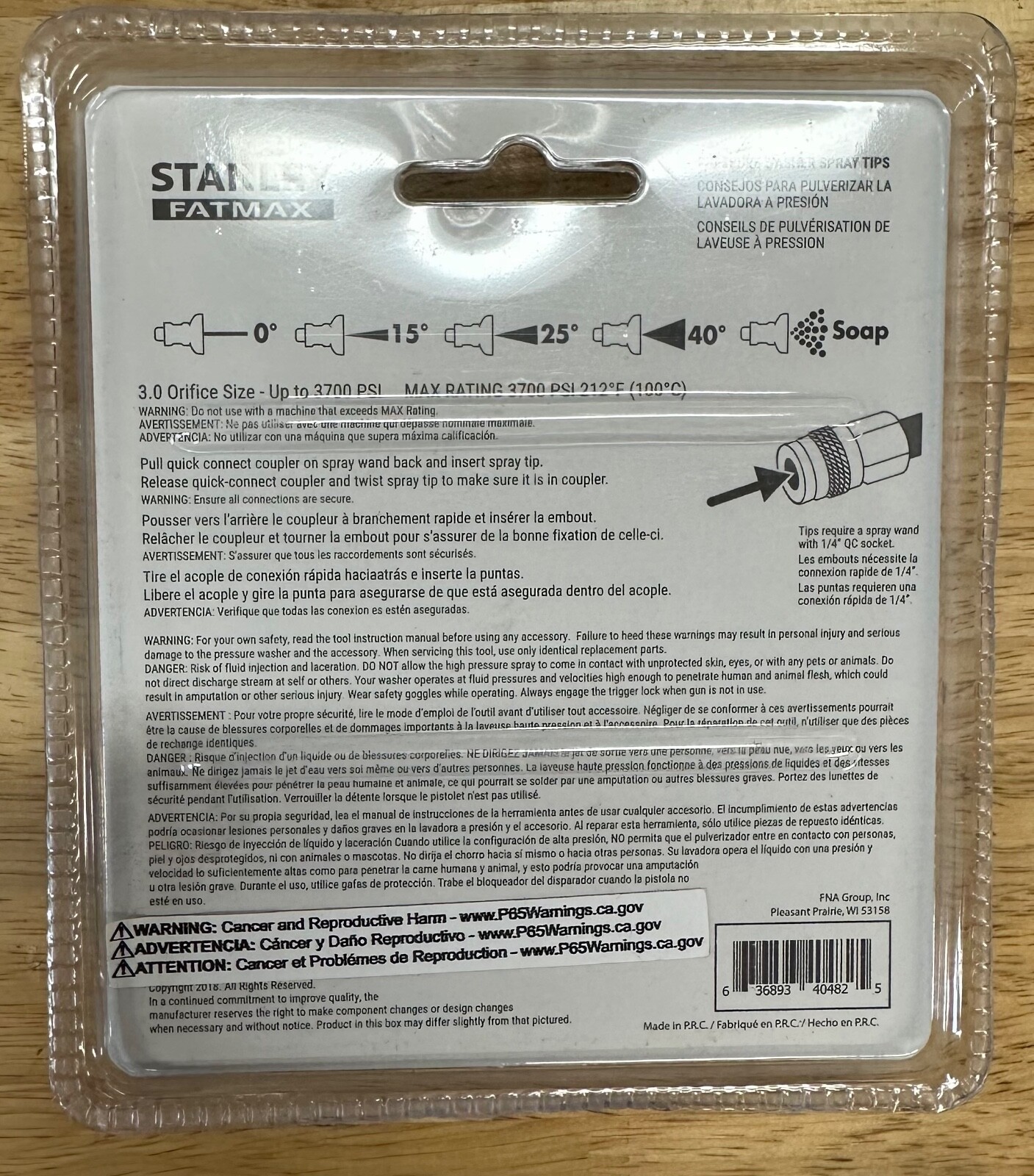 Brand New Stanley FatMax Pressure Washer 1/4″ QC Spray Tips 0 15 25 40 Soap