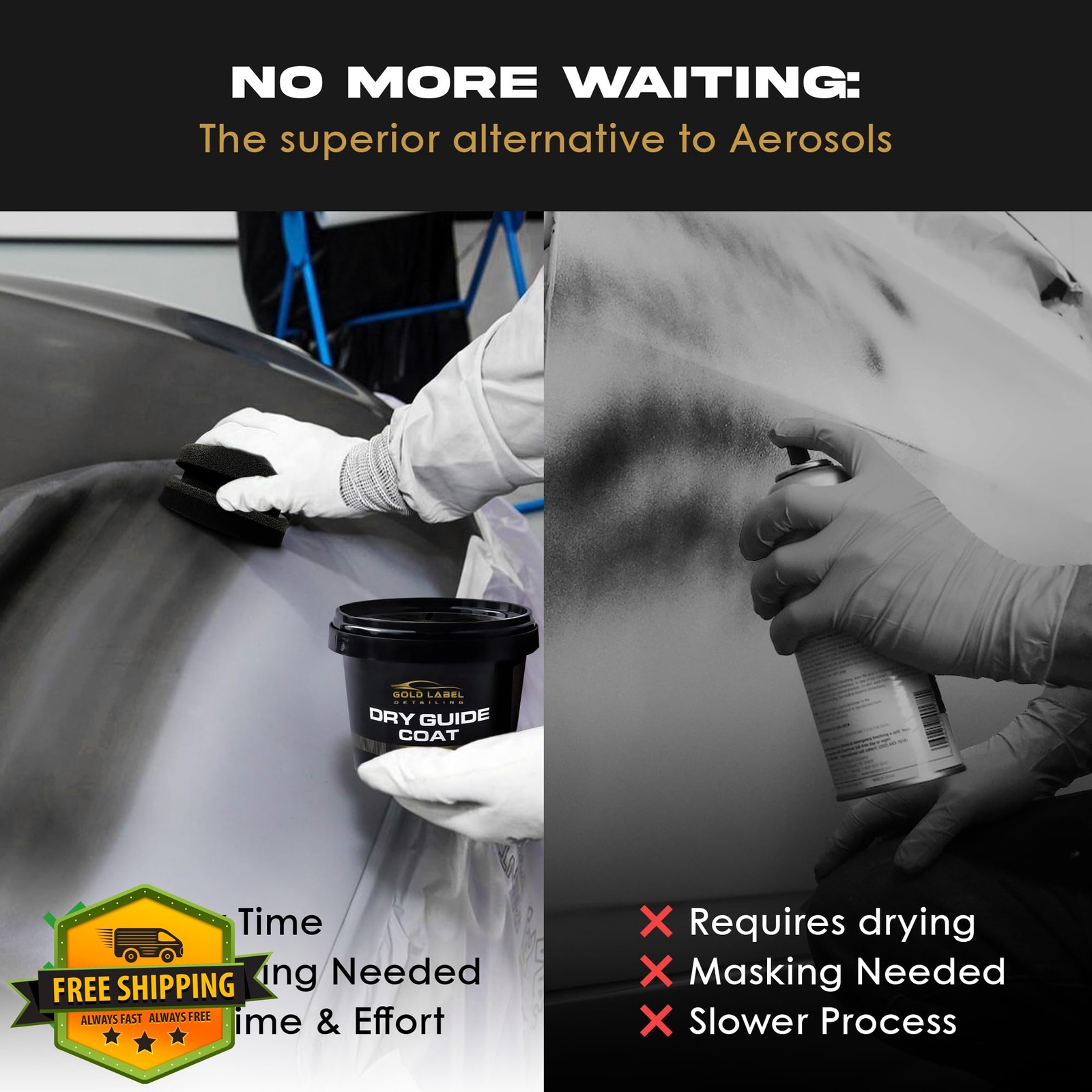 Gold Label Detailing Dry Black Guide Coat 7oz Autobody Paint