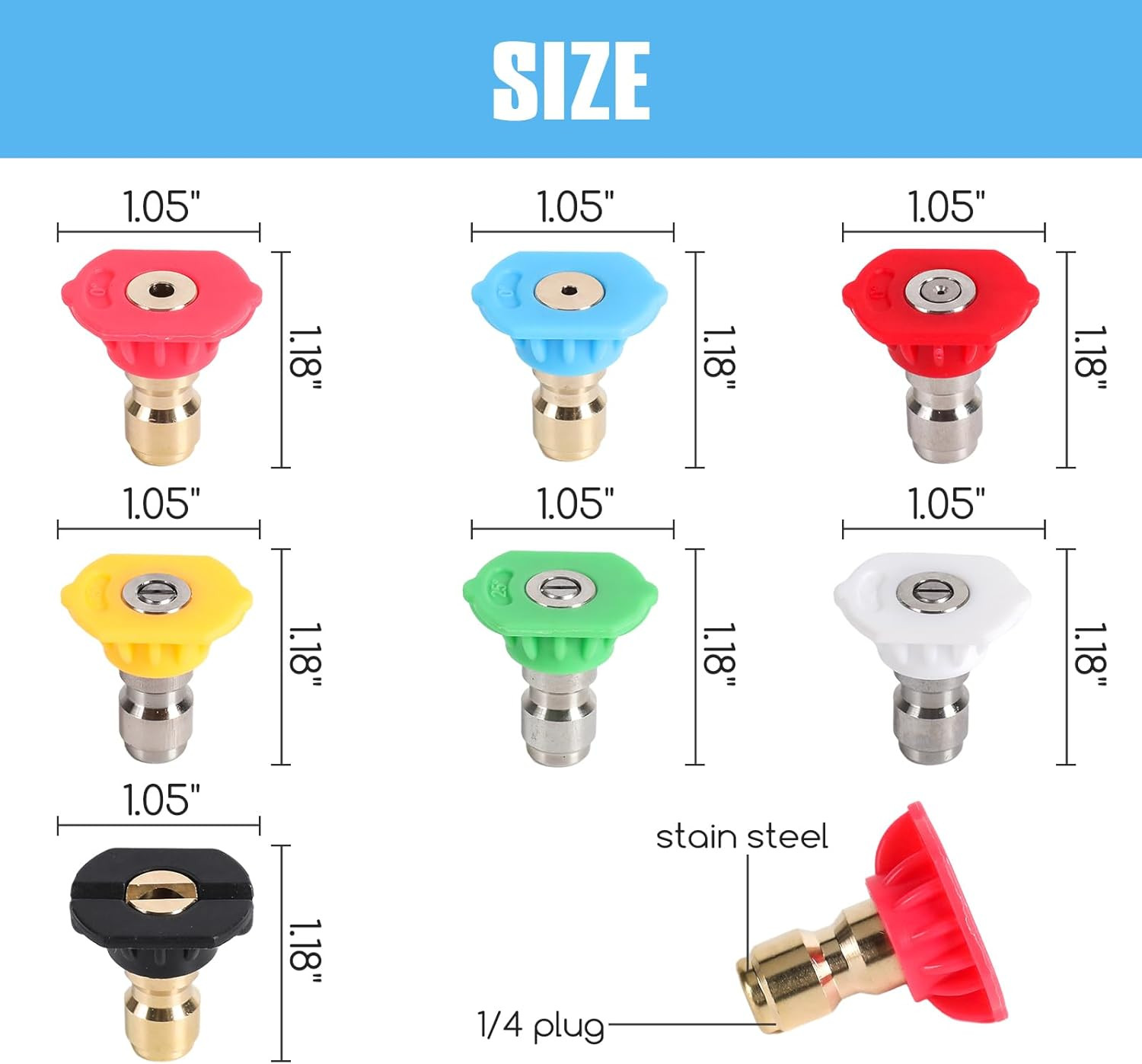 7-Piece Pressure Washer Nozzle Tips Set with Holder for Versatile Cleaning