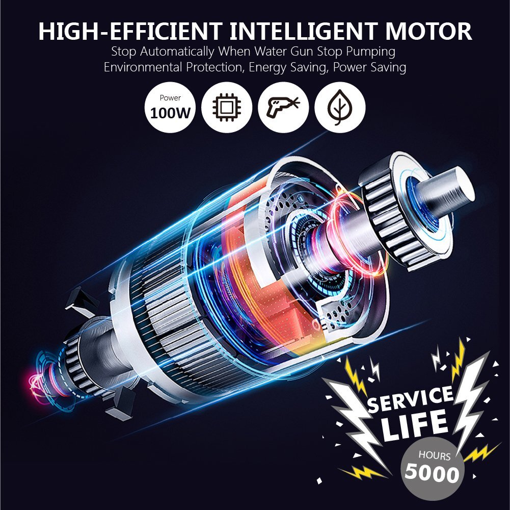 12V 100W Spray Gun 160PSI High Pressure Electric Car Washer Kit Hose Water Pump