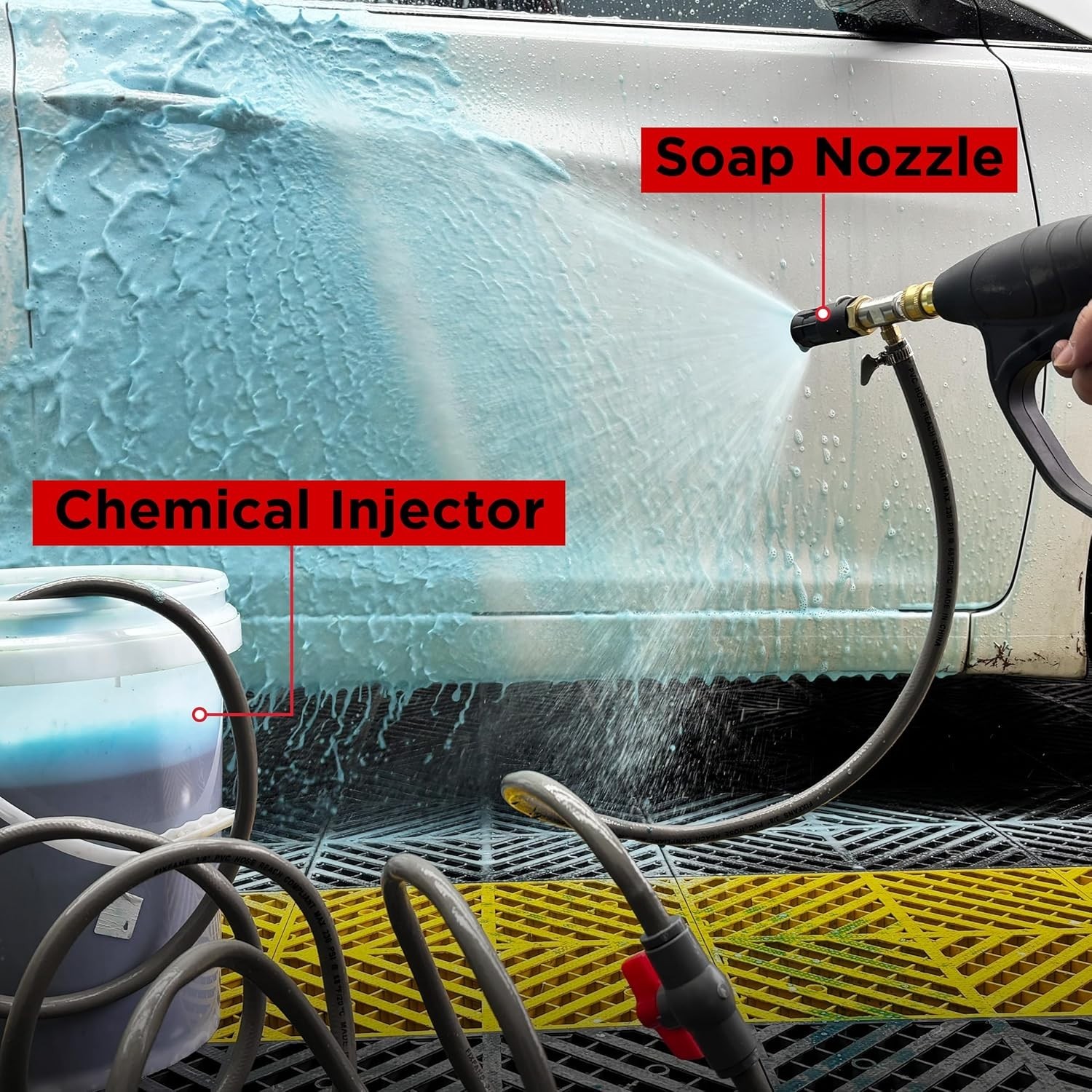 Long-Range Chemical Injection for Pressure Washer, Injector Nozzle Kit, 4000 PSI