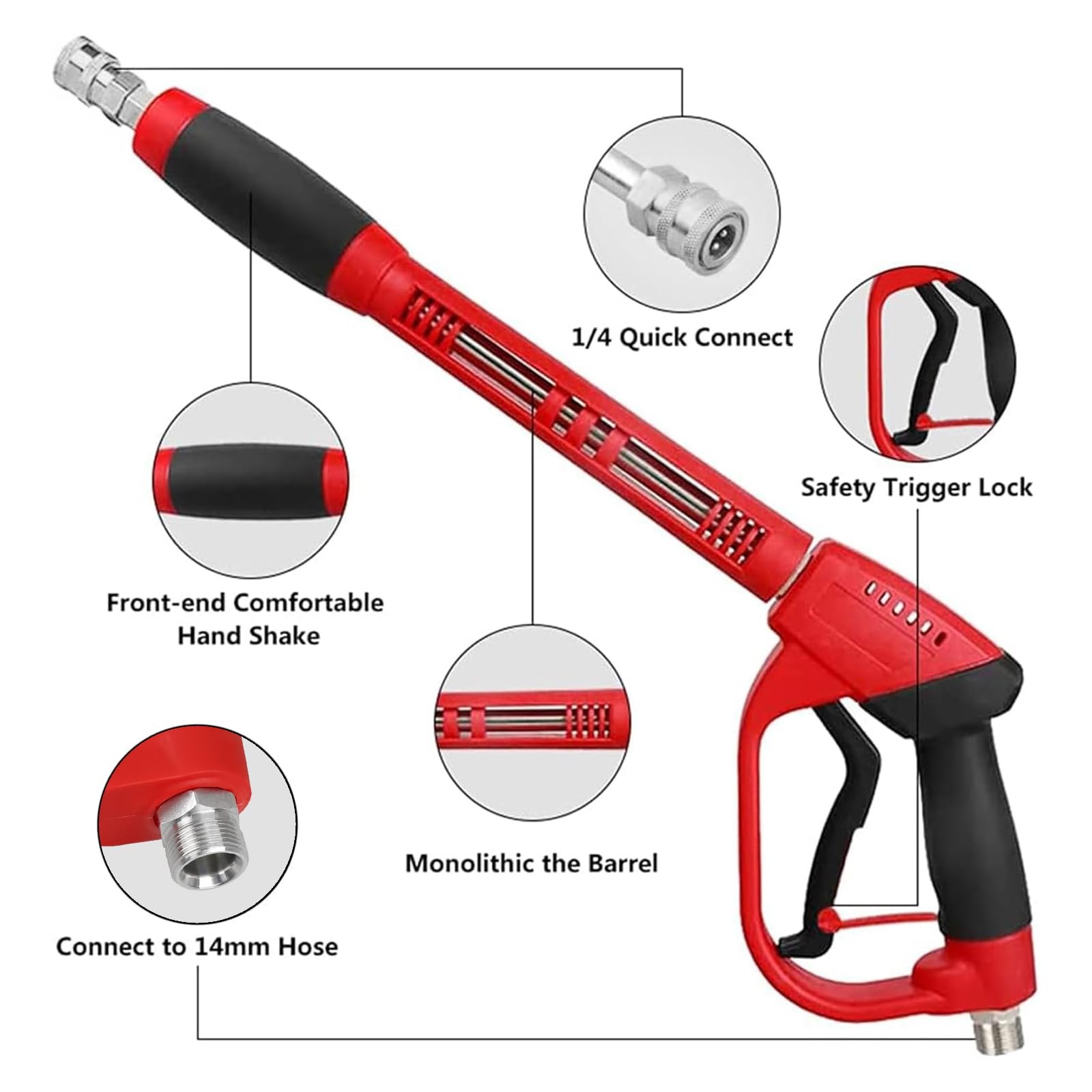 Pressure Washer Gun Extension Wand M22 30 Degree Curved Rod 5 Nozzles