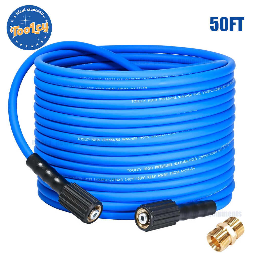 TOOLCY 1/4″ Kink-Free 3300 psi Flexible Pressure Washer Hose (Blue)