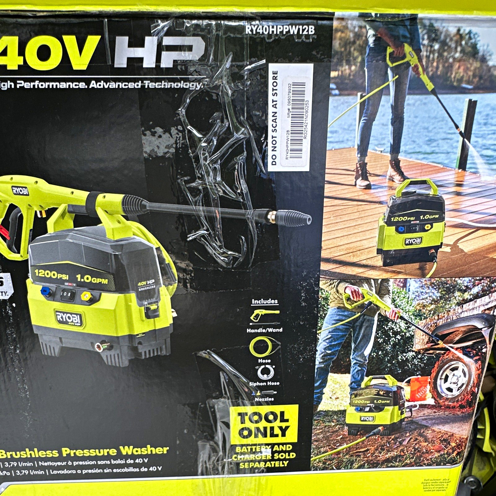 RYOBI 40V HP Brushless Cold Water Pressure Washer 1200 PSI 1.0 GPM RY40HPPW12B