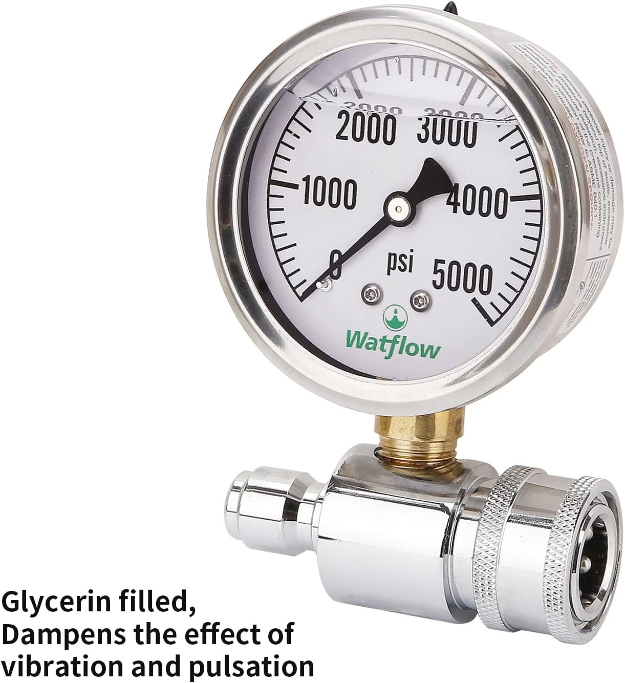 2-1/2″ Pressure Washer Pressure Gauge Kit, 3/8 Inch Quick Connect, 0-5000 PSI, L
