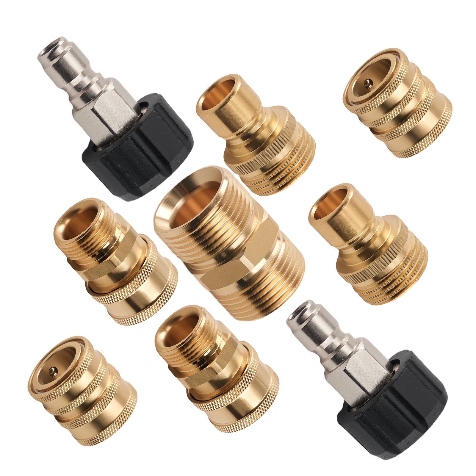 9PCS Quick Connect Pressure Washer Adapter M22 Brass 14mm Universal Swivel Set