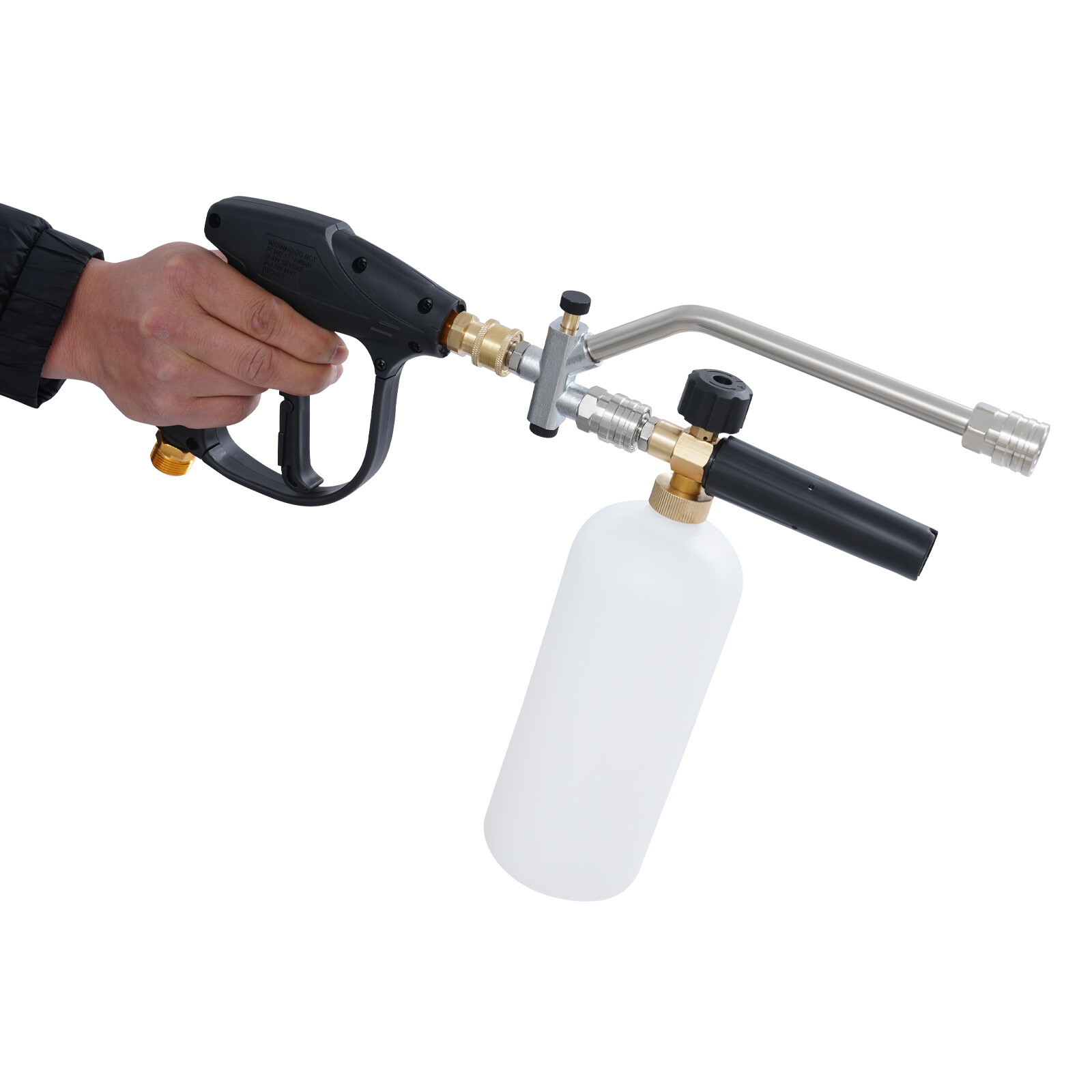 6.69in 0.22Gal Black/Silver Steel Pressure Washer Gun With 5 Replaceable Nozzles