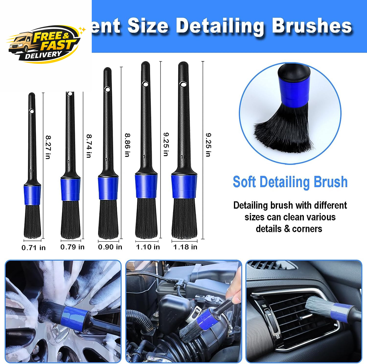 12Pcs Wheel Brush Kit for Cleaning Wheel and Tire, Wheel and Rim Brush, Car