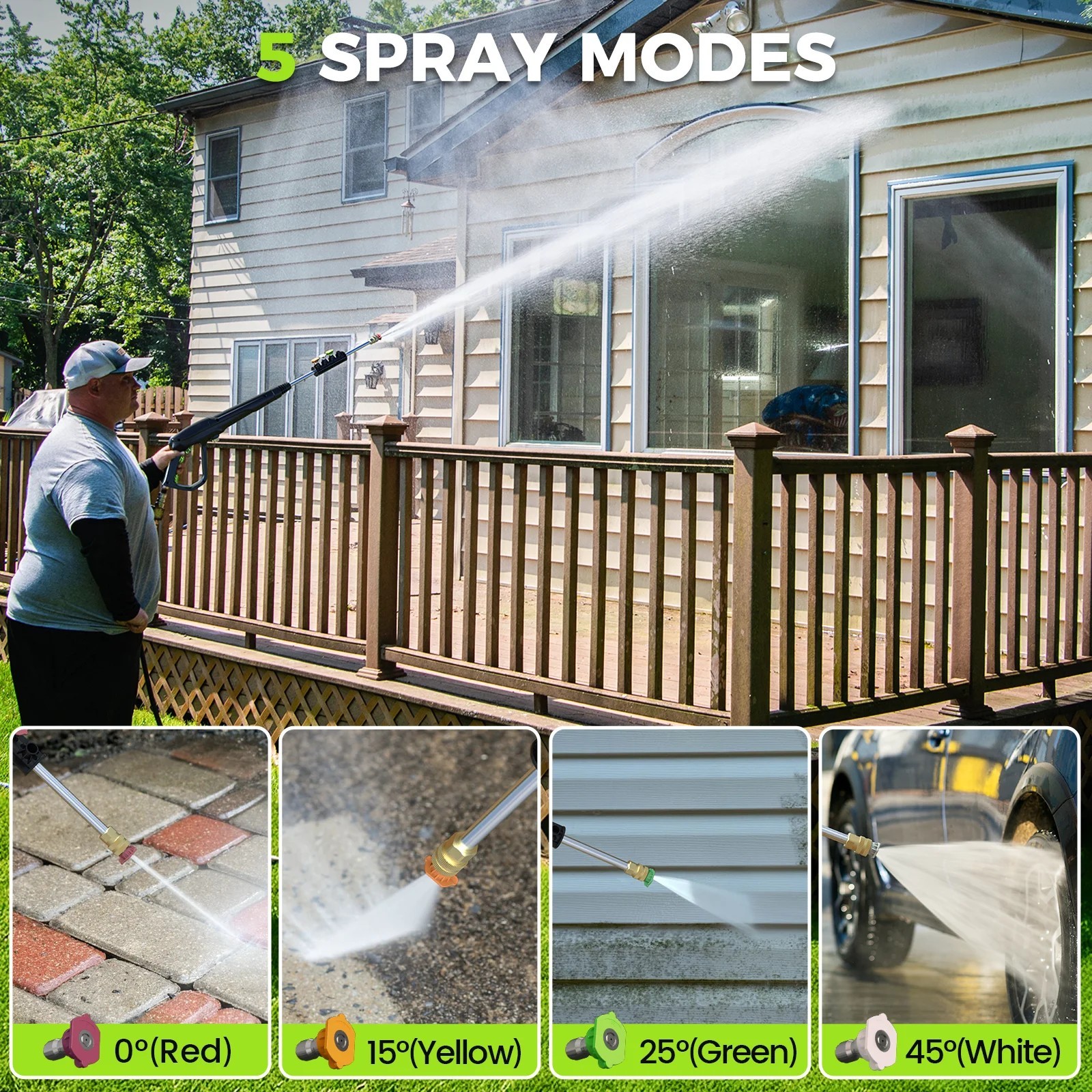Electric Pressure Washer 5000PSI Max 3.0GPM Portable Power Washer 4 Quick Nozzle
