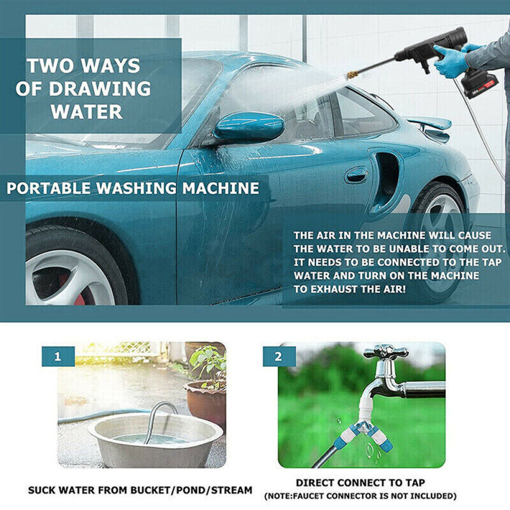For Makita 18V Cordless High Pressure Washer Gun Set Water Car Jet Wash Cleaner